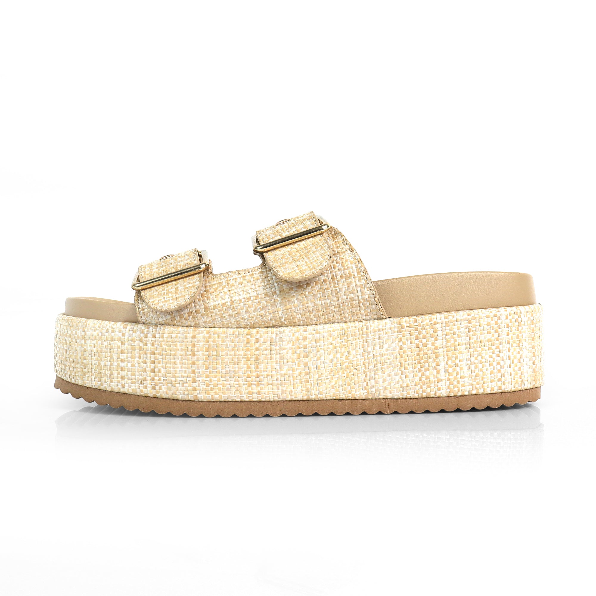 JOANNA-2 DUO BUCKLE THICK PLATFORM SANDAL NATURAL