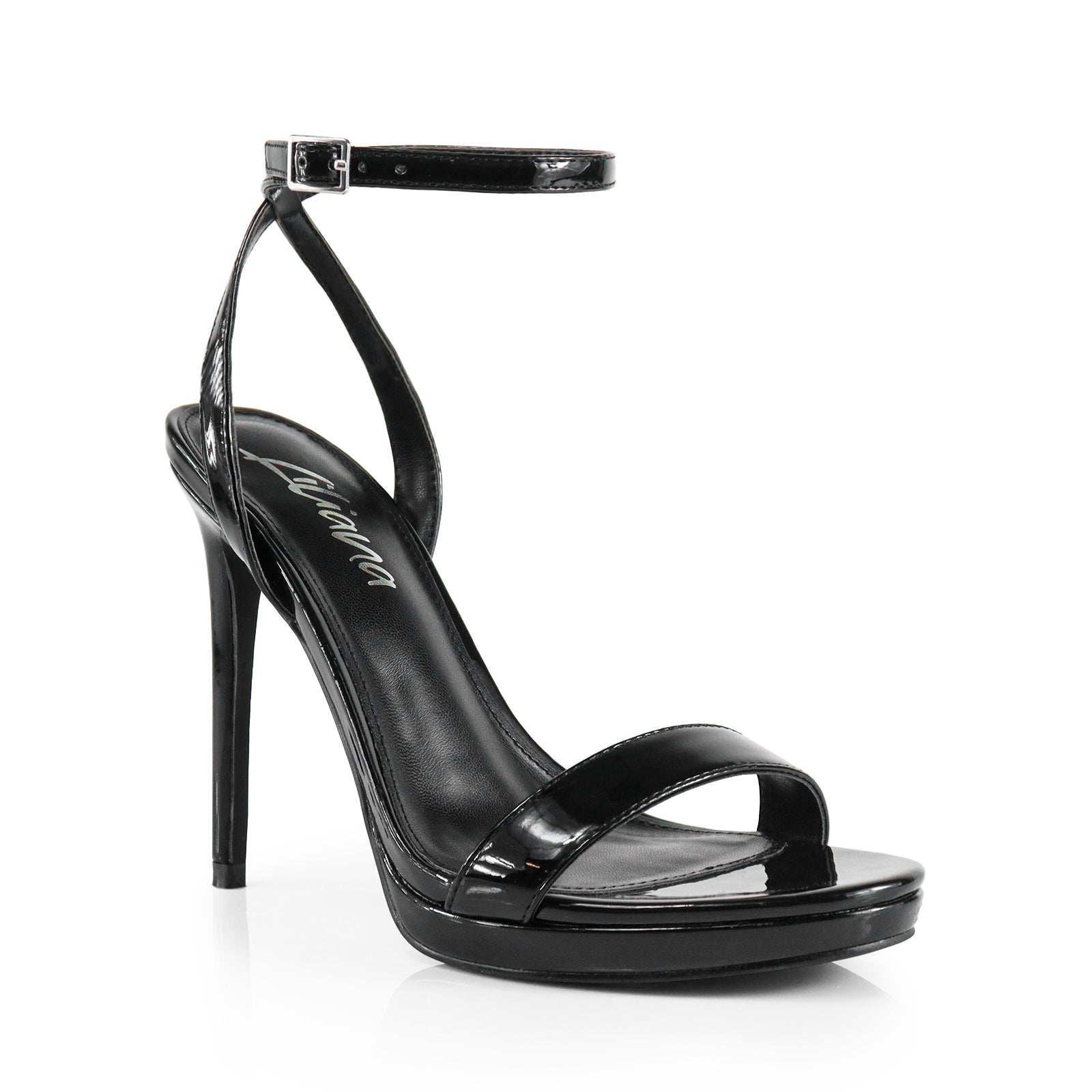 JORDIE-1 OPEN TOE ANKLE STRAP W/ STILETTO HEEL BLACK