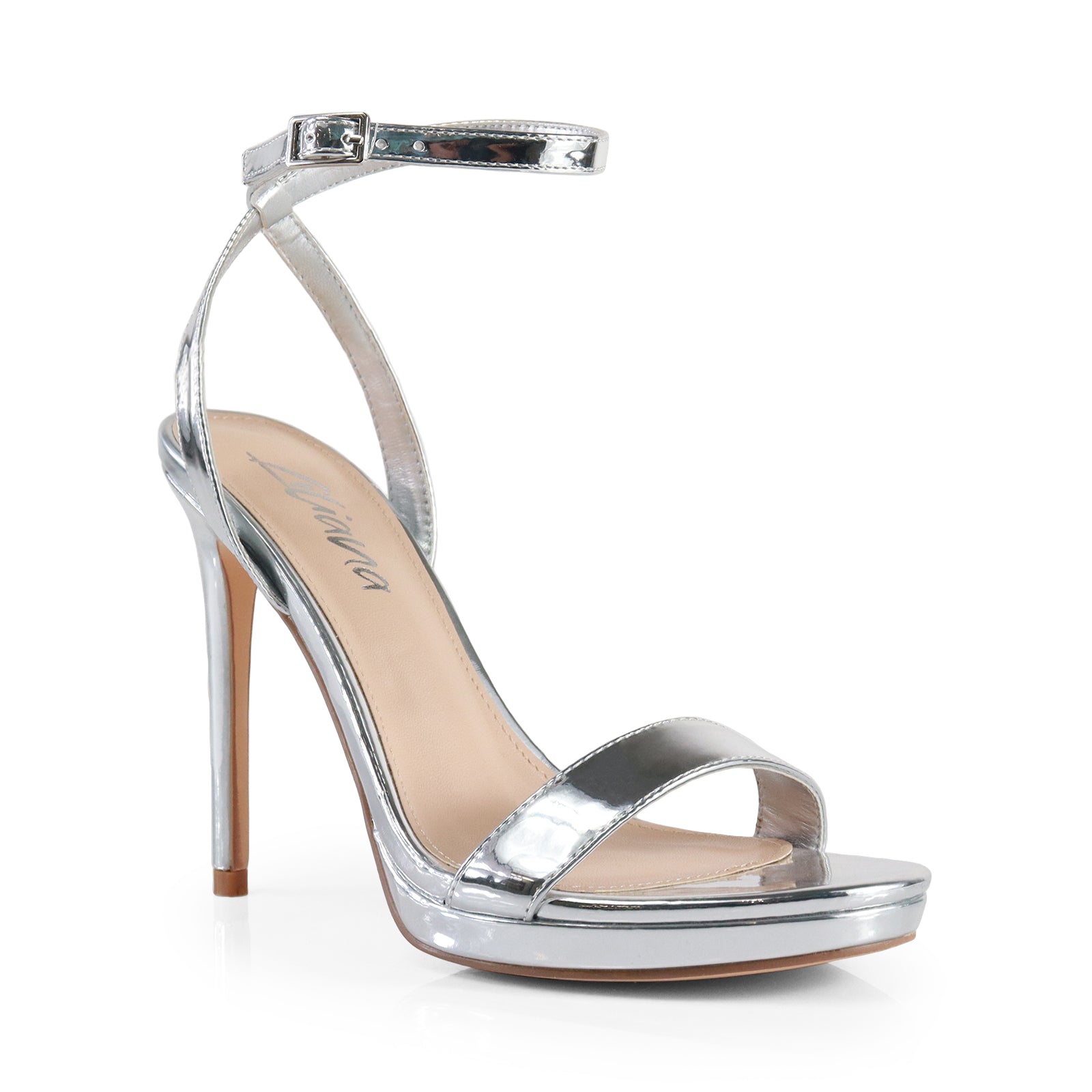 JORDIE-1 OPEN TOE ANKLE STRAP W/ STILETTO HEEL SILVER