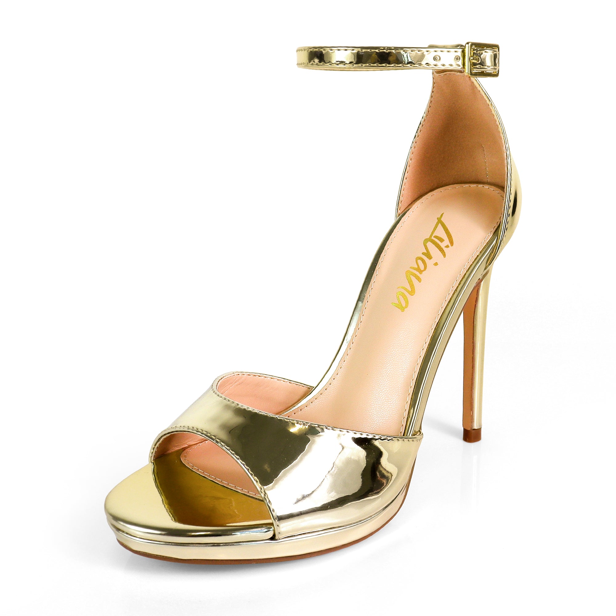 JORDIE-3 PEEL TOE ANCKLE STRAP W/ HIGH HEEL GOLD