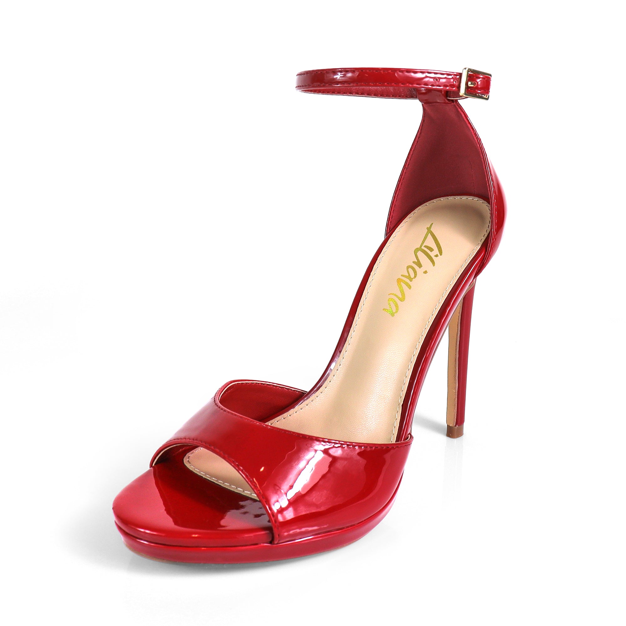 JORDIE-3 PEEL TOE ANCKLE STRAP W/ HIGH HEEL RED