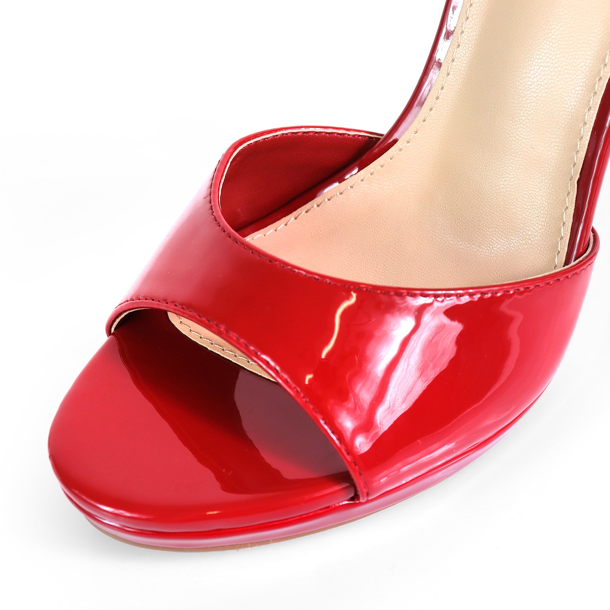 JORDIE-3 PEEL TOE ANCKLE STRAP W/ HIGH HEEL RED