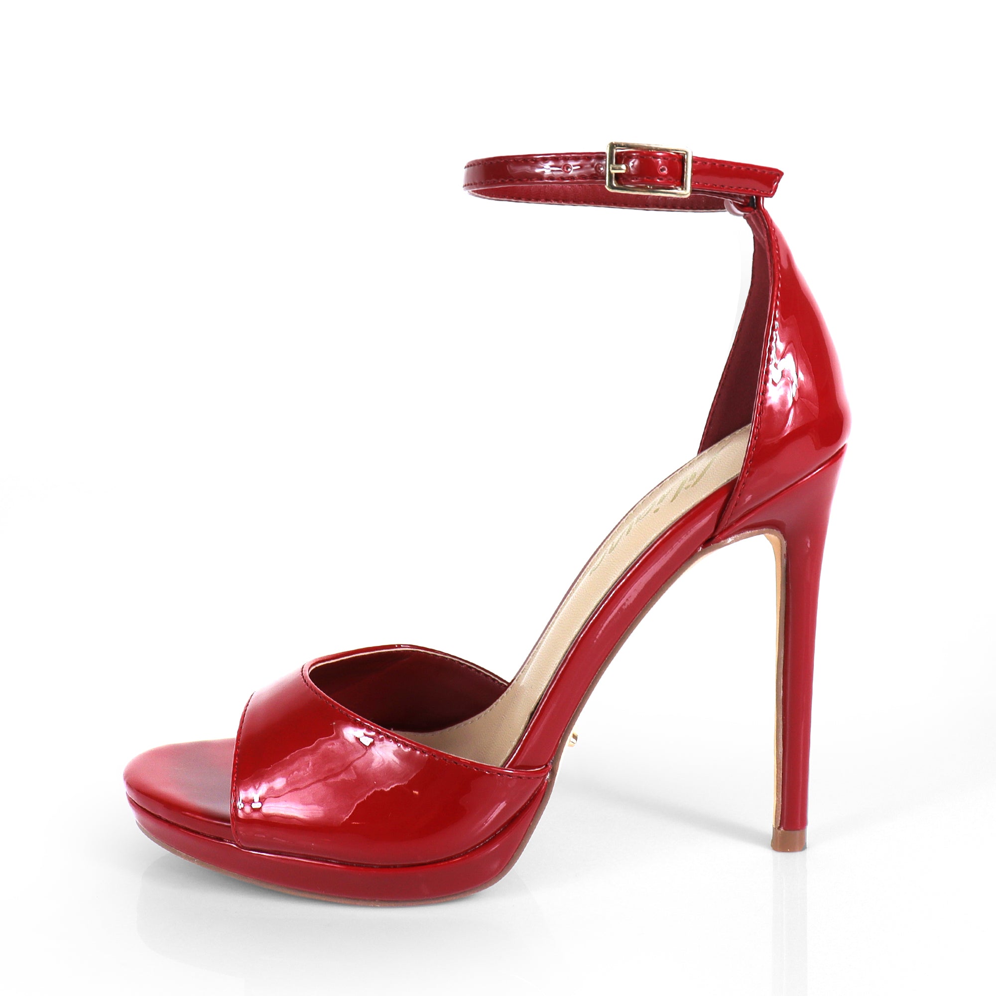 JORDIE-3 PEEL TOE ANCKLE STRAP W/ HIGH HEEL RED