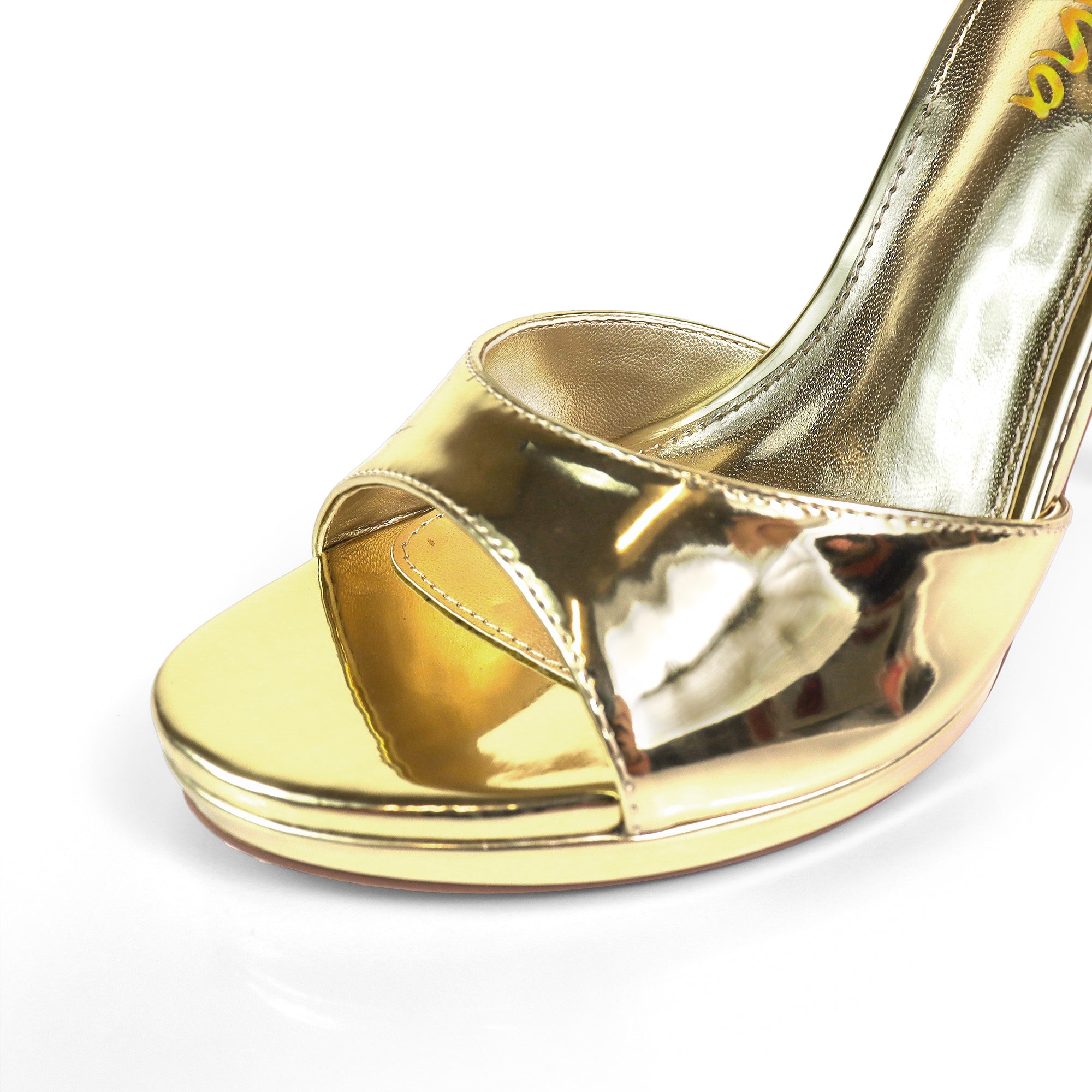 JORDIE-5 PEEP TOE TUBULAR SPIRAL STRAP W/ HIGH HEEL GOLD