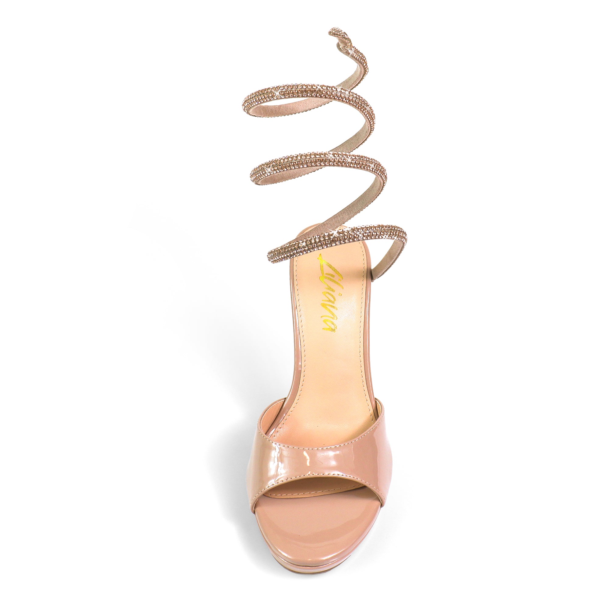 JORDIE-5 PEEP TOE TUBULAR SPIRAL STRAP W/ HIGH HEEL NUDE