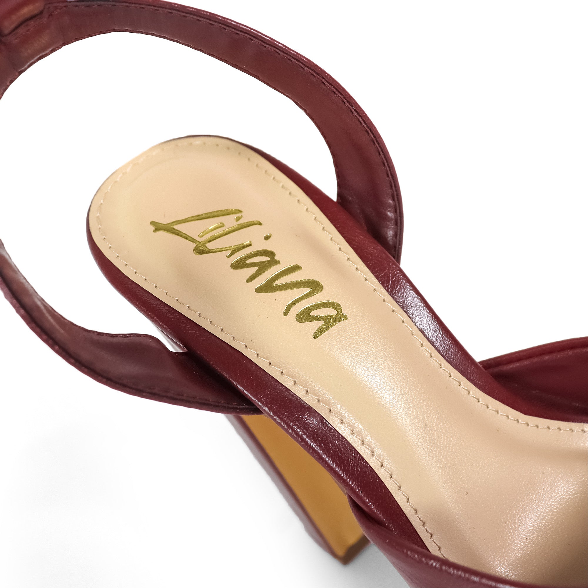 JOSY-13 HORSEBIT ANKLE STRAP PLATFORM CHUNKY HEEL BURGUNDY