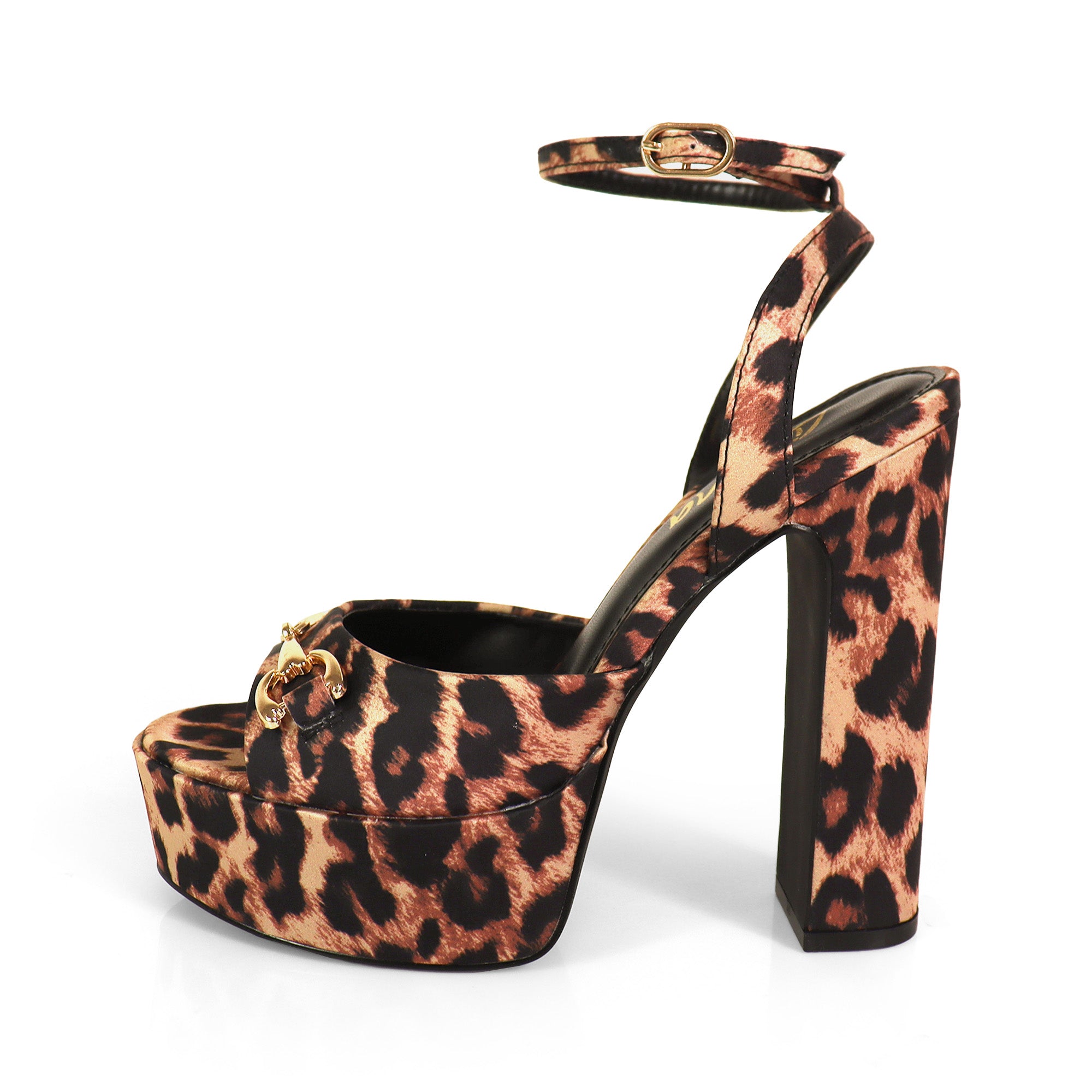 JOSY-13 HORSEBIT ANKLE STRAP PLATFORM CHUNKY HEEL LEOP