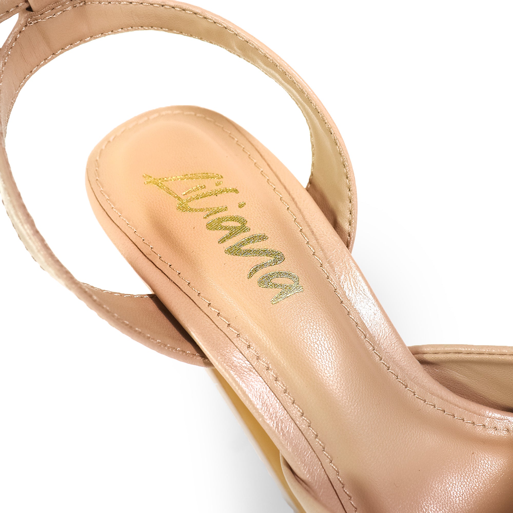 JOSY-13 HORSEBIT ANKLE STRAP PLATFORM CHUNKY HEEL NUDE