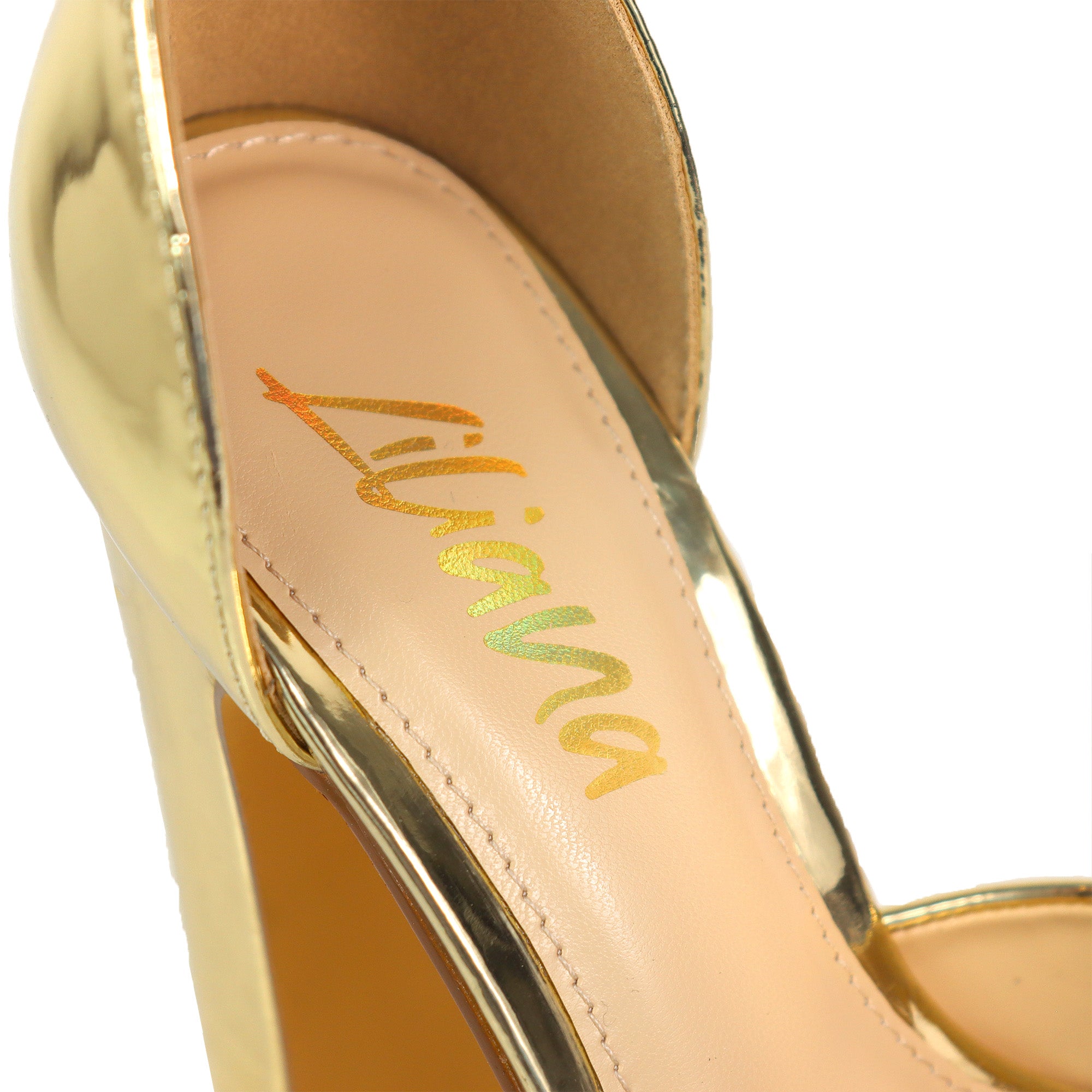 JOSY-13 ANKLE STRAP PLATFORM CHUNKY HEEL GOLD