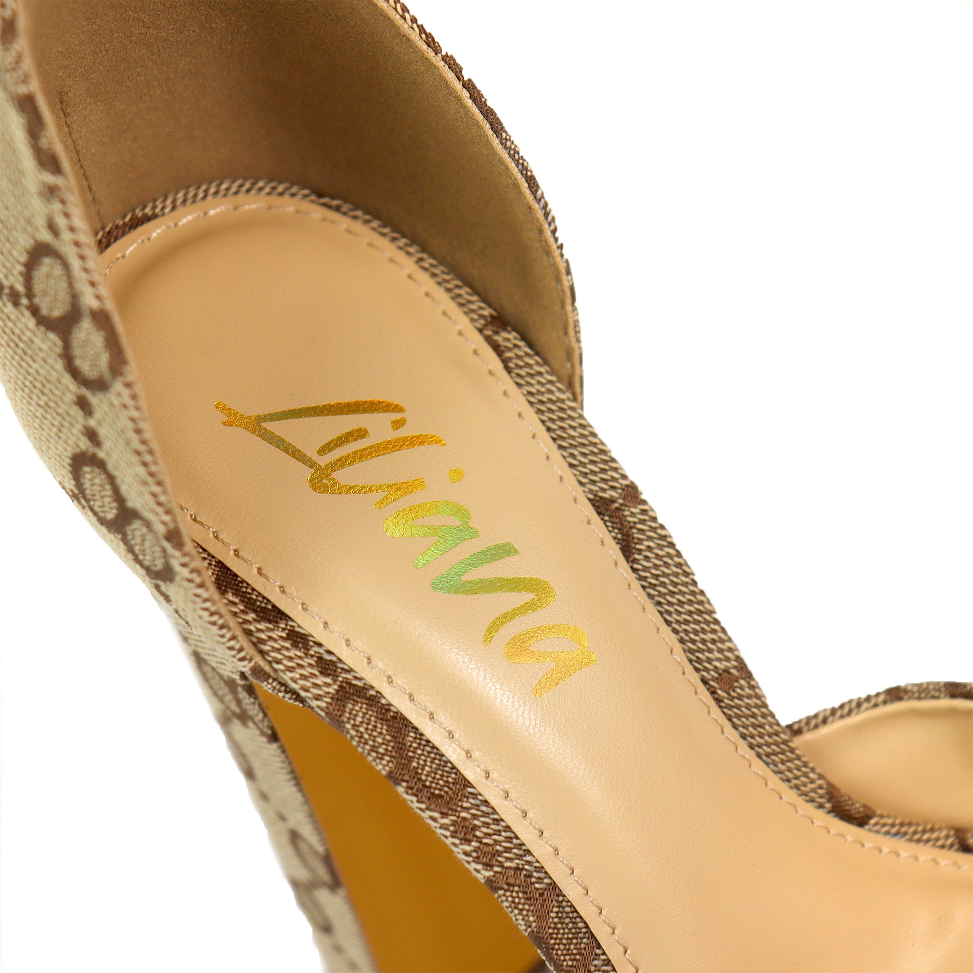 JOSY-13 ANKLE STRAP PLATFORM CHUNKY HEEL MONOGRAM