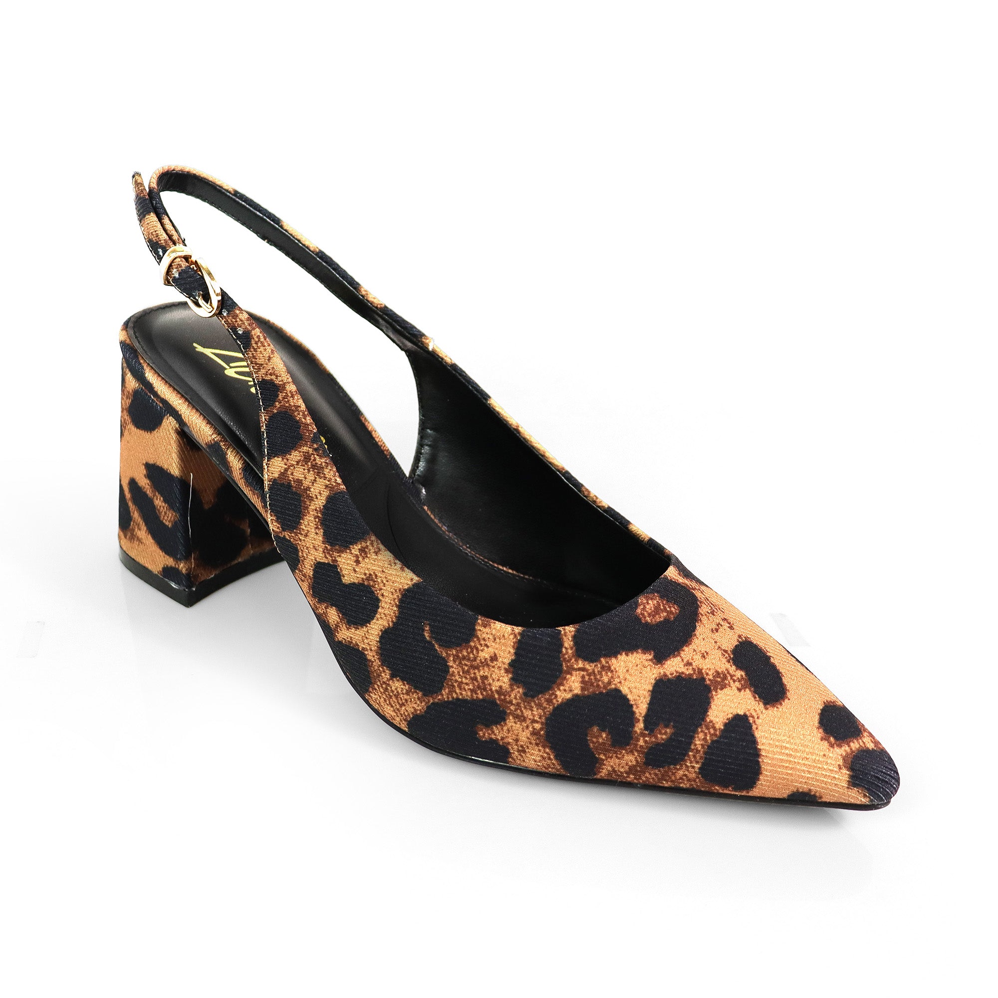 JOYCE-1 POINTED TOE SLINGBACK W/ BLOCK HEEL LEOPARD