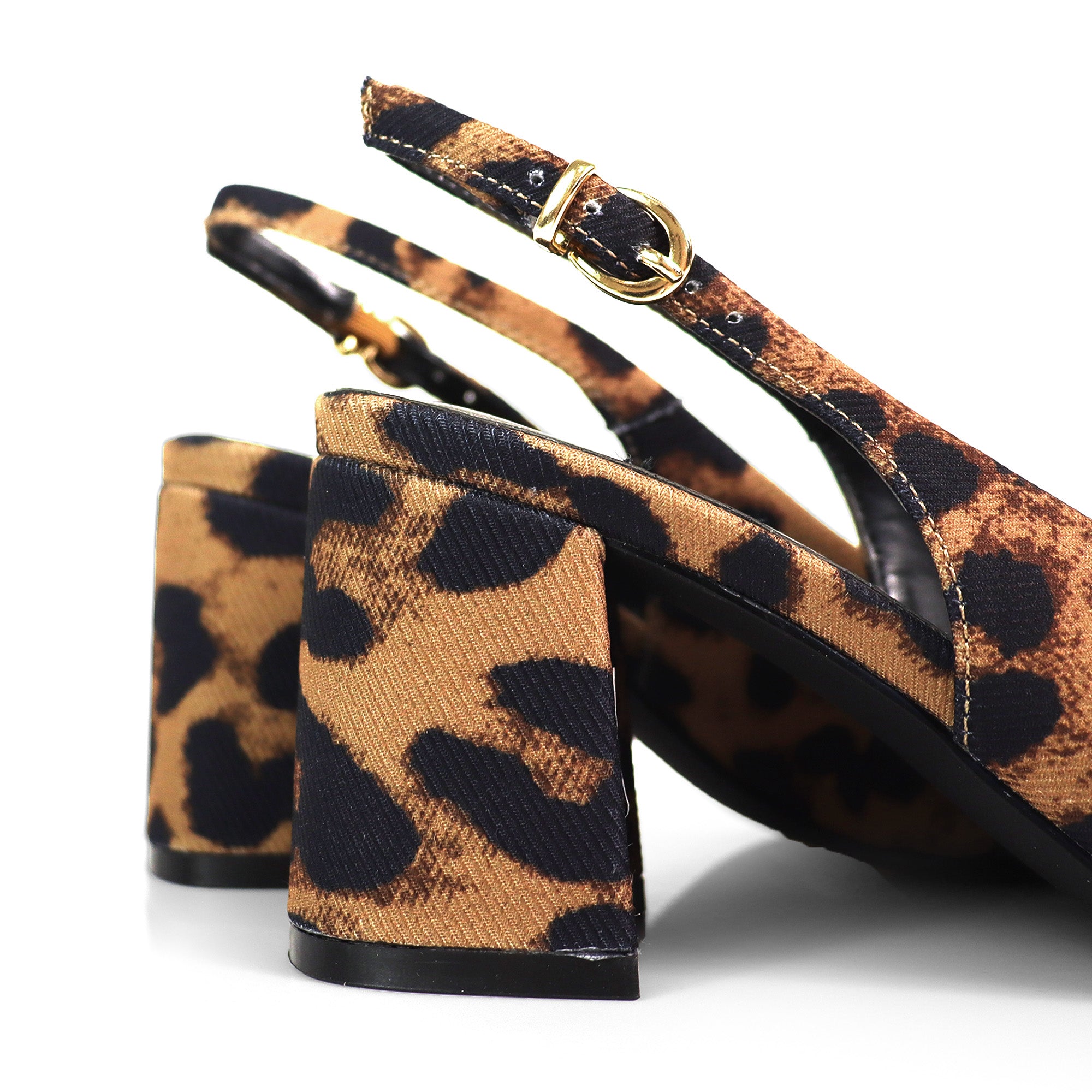 JOYCE-1 POINTED TOE SLINGBACK W/ BLOCK HEEL LEOPARD