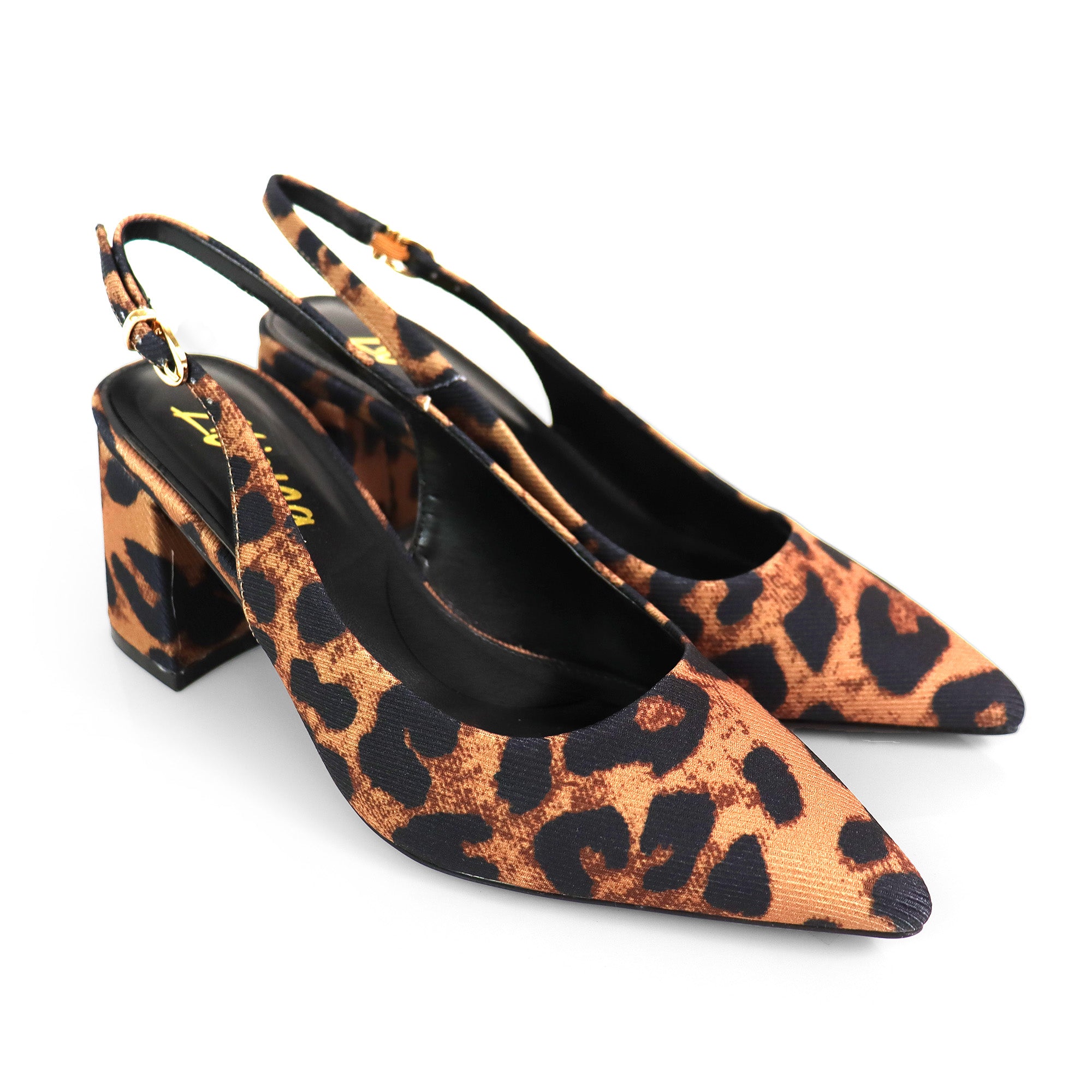 JOYCE-1 POINTED TOE SLINGBACK W/ BLOCK HEEL LEOPARD