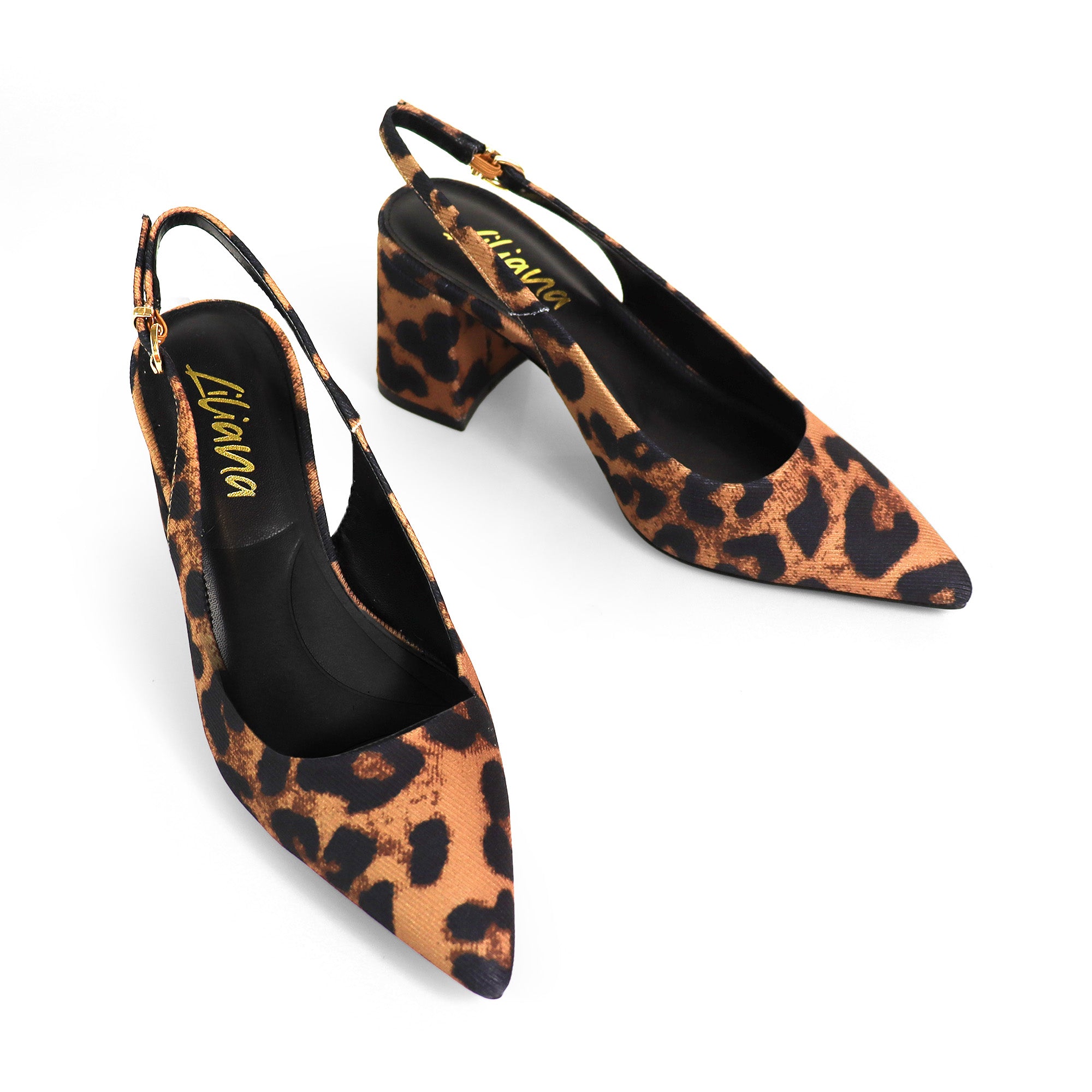 JOYCE-1 POINTED TOE SLINGBACK W/ BLOCK HEEL LEOPARD