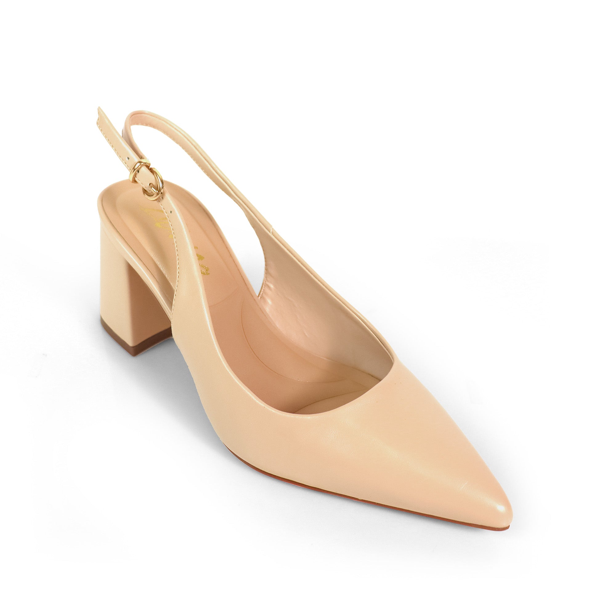 JOYCE-1 POINTED TOE SLINGBACK W/ BLOCK HEEL NUDE
