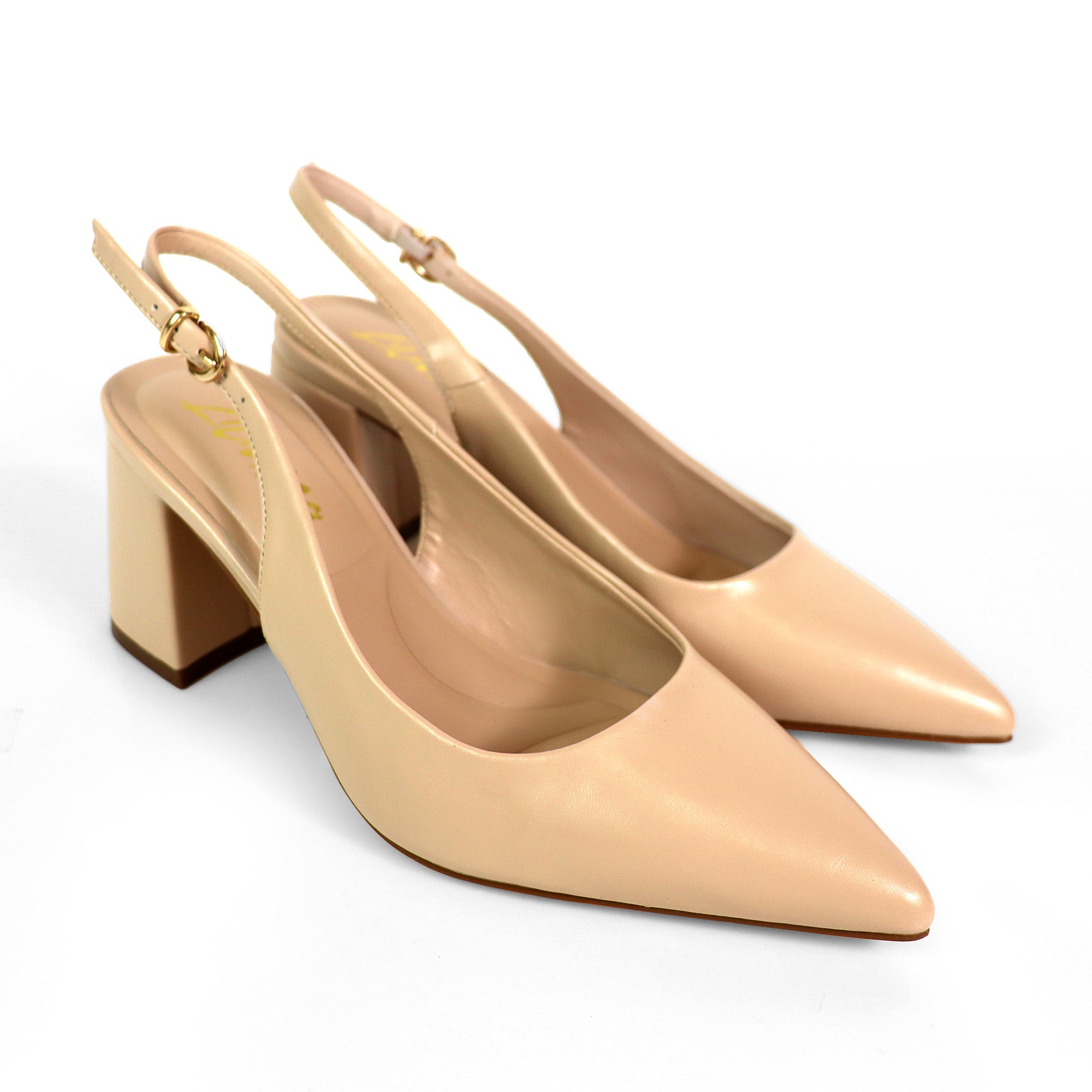 JOYCE-1 POINTED TOE SLINGBACK W/ BLOCK HEEL NUDE