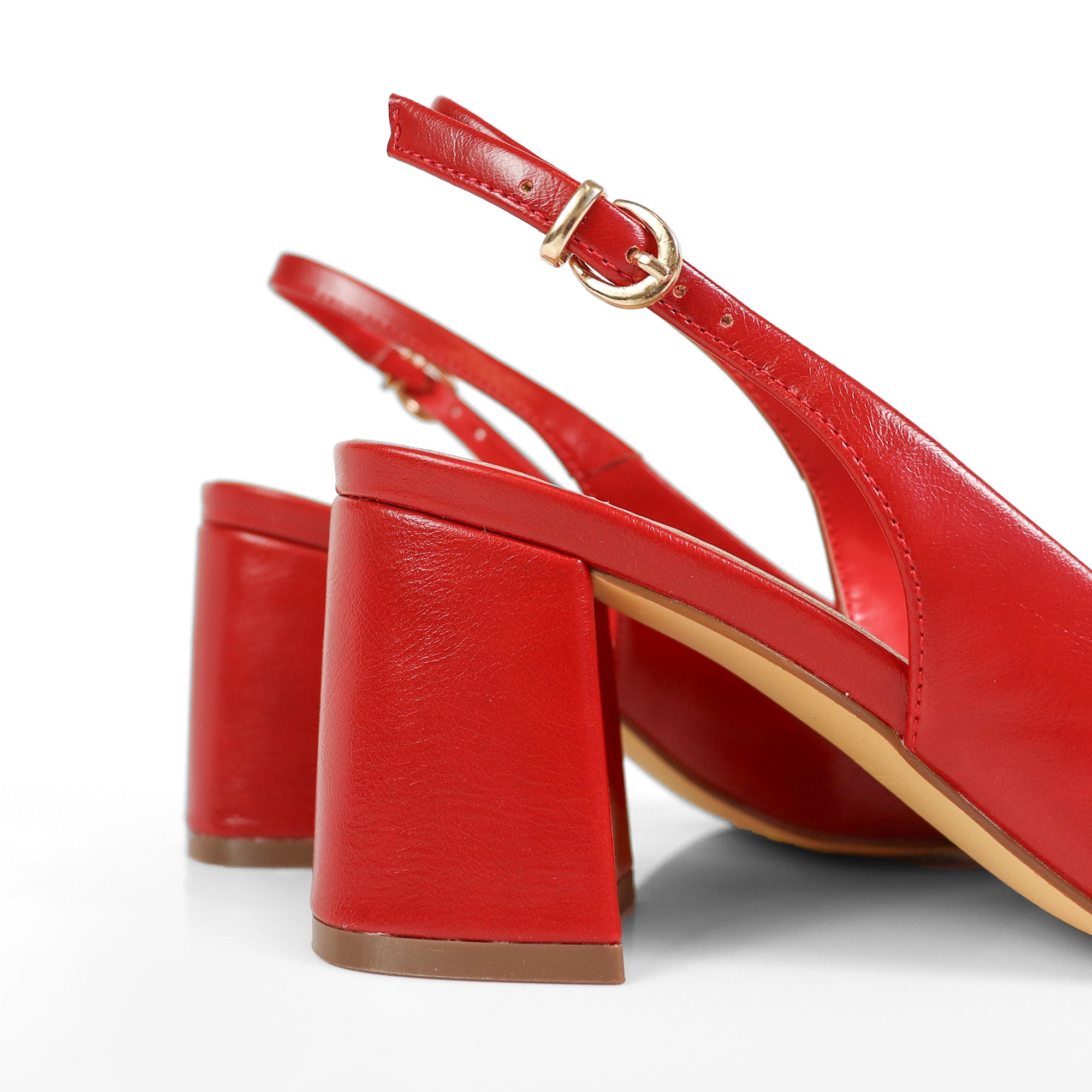 JOYCE-1 POINTED TOE SLINGBACK W/ BLOCK HEEL RED