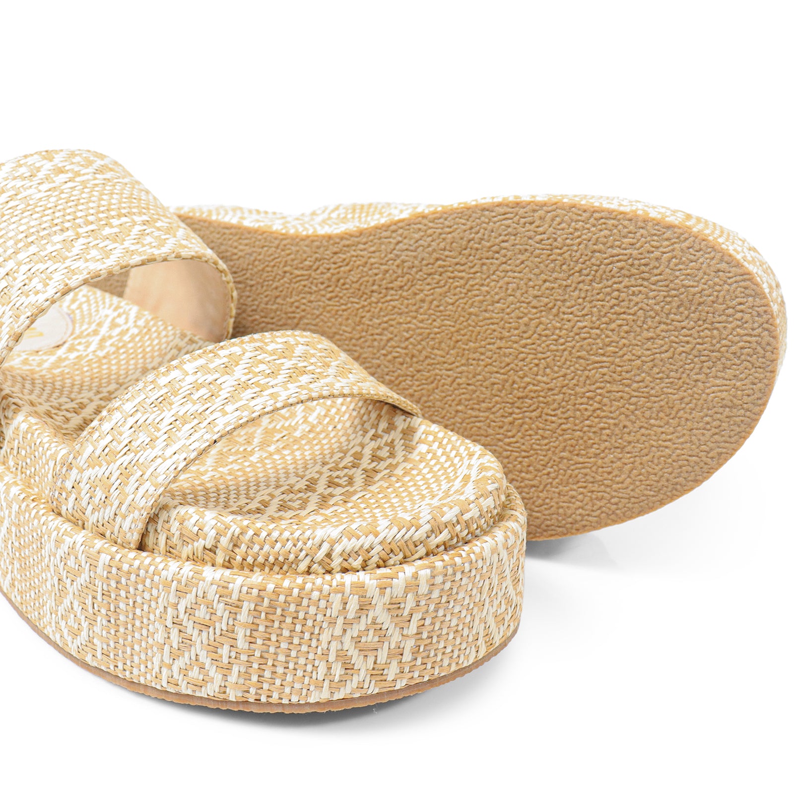 JUDD-1 RORI DOUBLE-STRAP COTTON SLIDER BEIGE