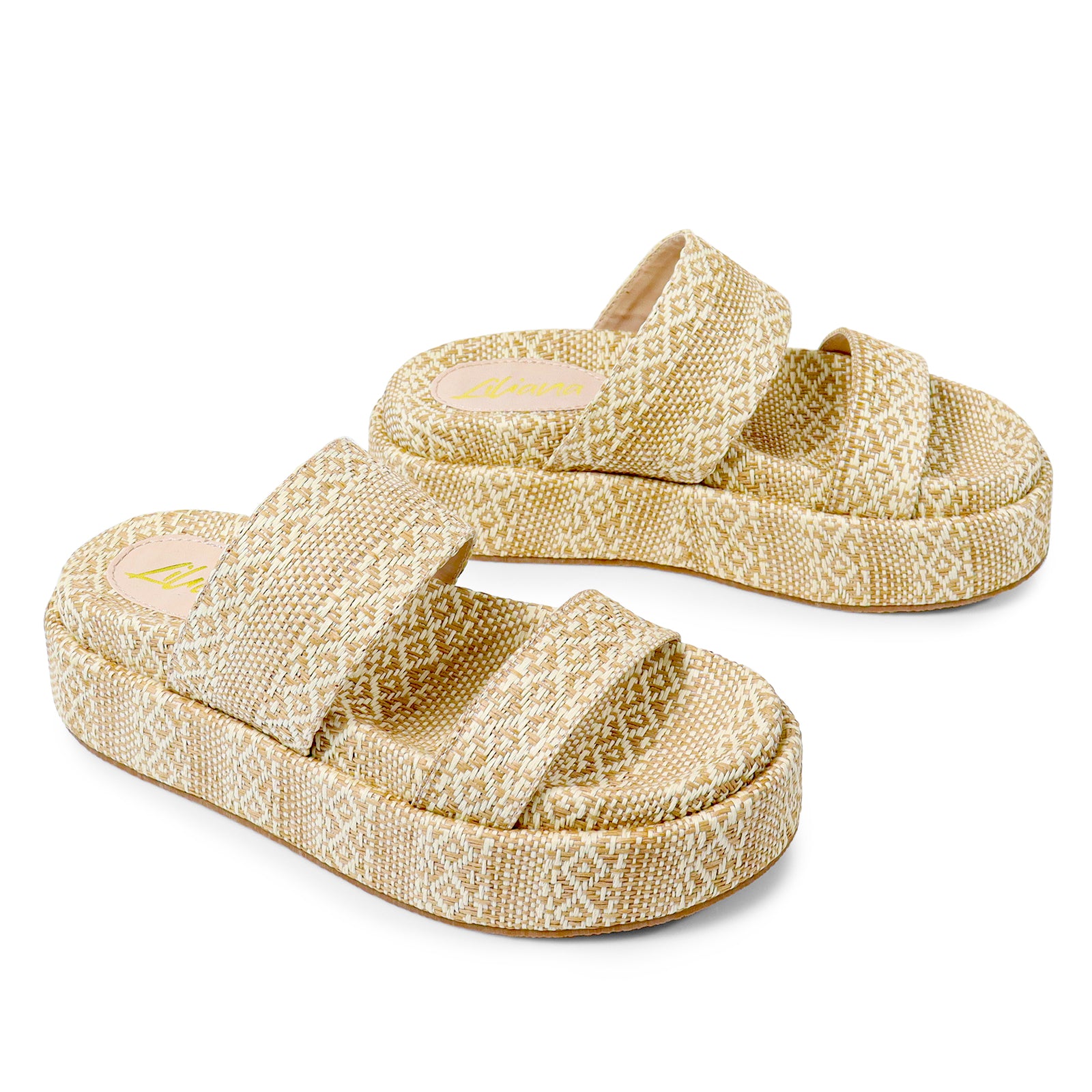 JUDD-1 RORI DOUBLE-STRAP COTTON SLIDER BEIGE