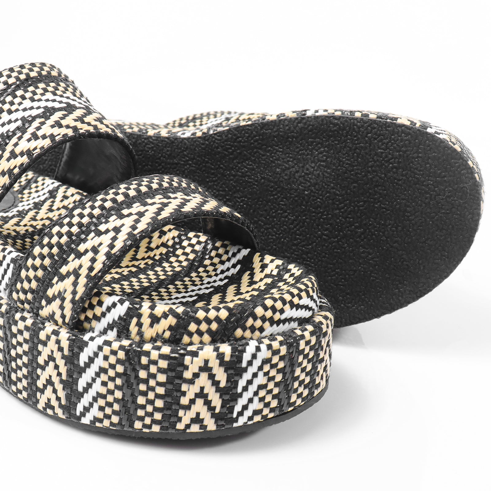 JUDD-1 RORI DOUBLE-STRAP COTTON SLIDER BLACK