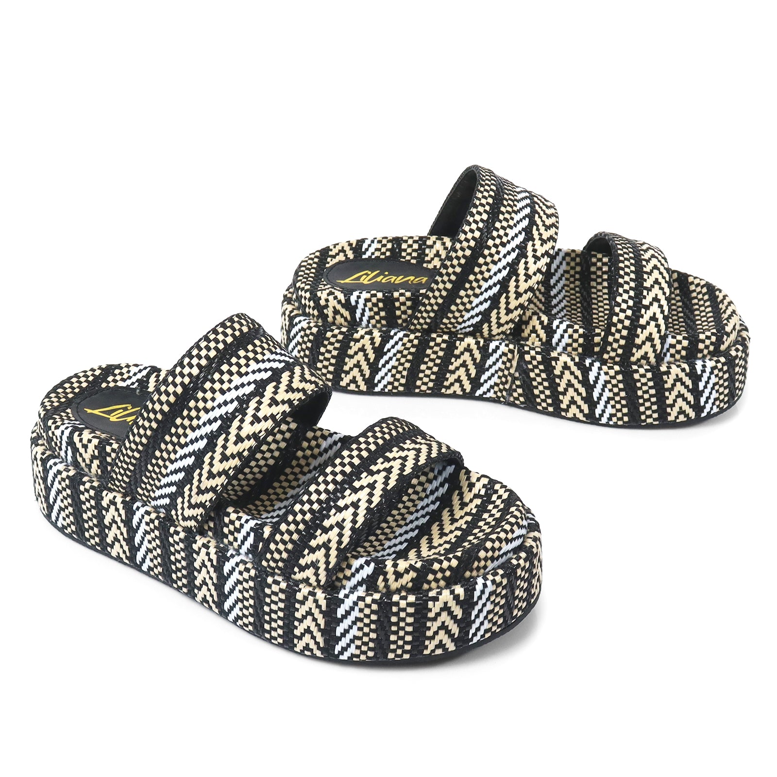 JUDD-1 RORI DOUBLE-STRAP COTTON SLIDER BLACK