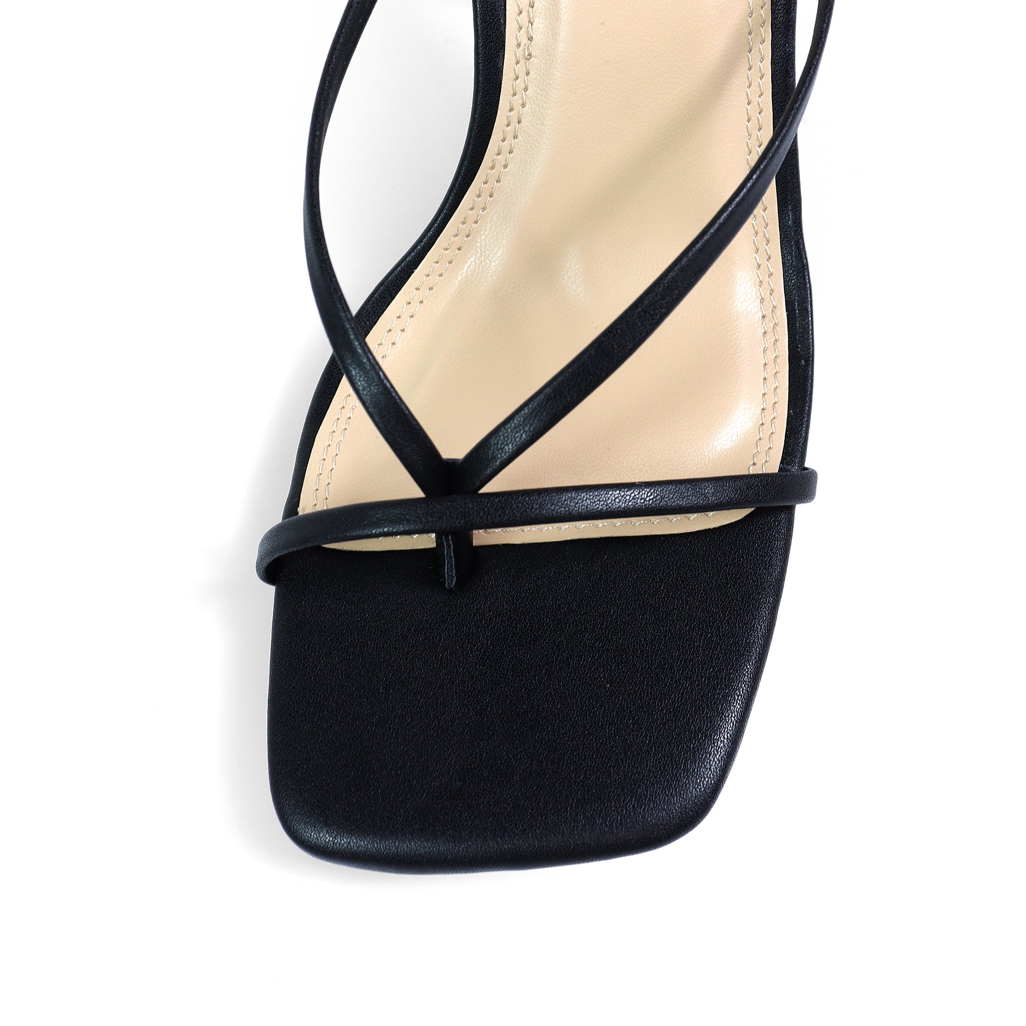 JULIE-1 SQUARED TOE ANCKLE STRAP W/ HEEL BLACK