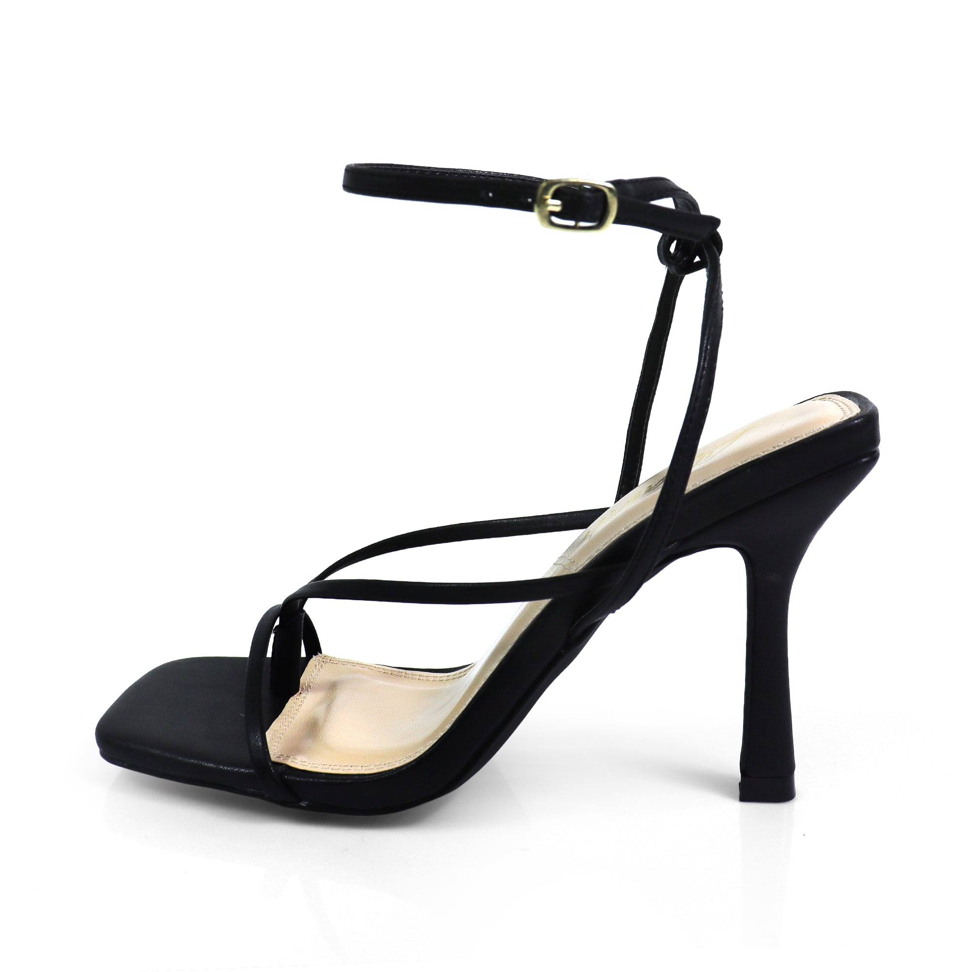 JULIE-1 SQUARED TOE ANCKLE STRAP W/ HEEL BLACK