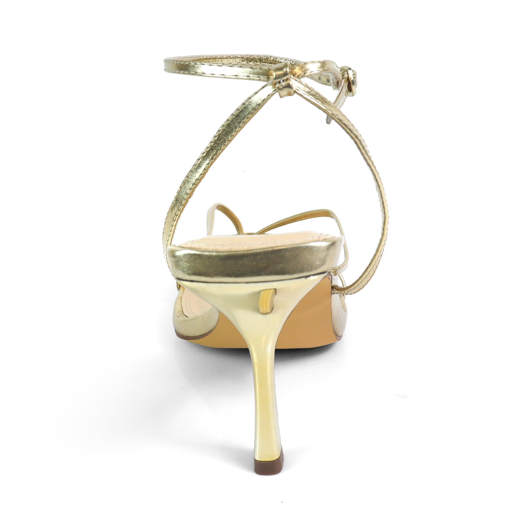 JULIE-1 SQUARED TOE ANCKLE STRAP W/ HEEL GOLD