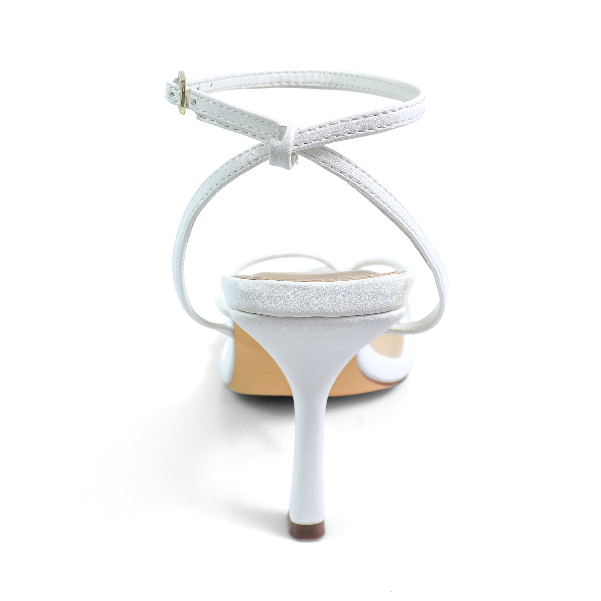 JULIE-1 SQUARED TOE ANCKLE STRAP W/ HEEL WHITE