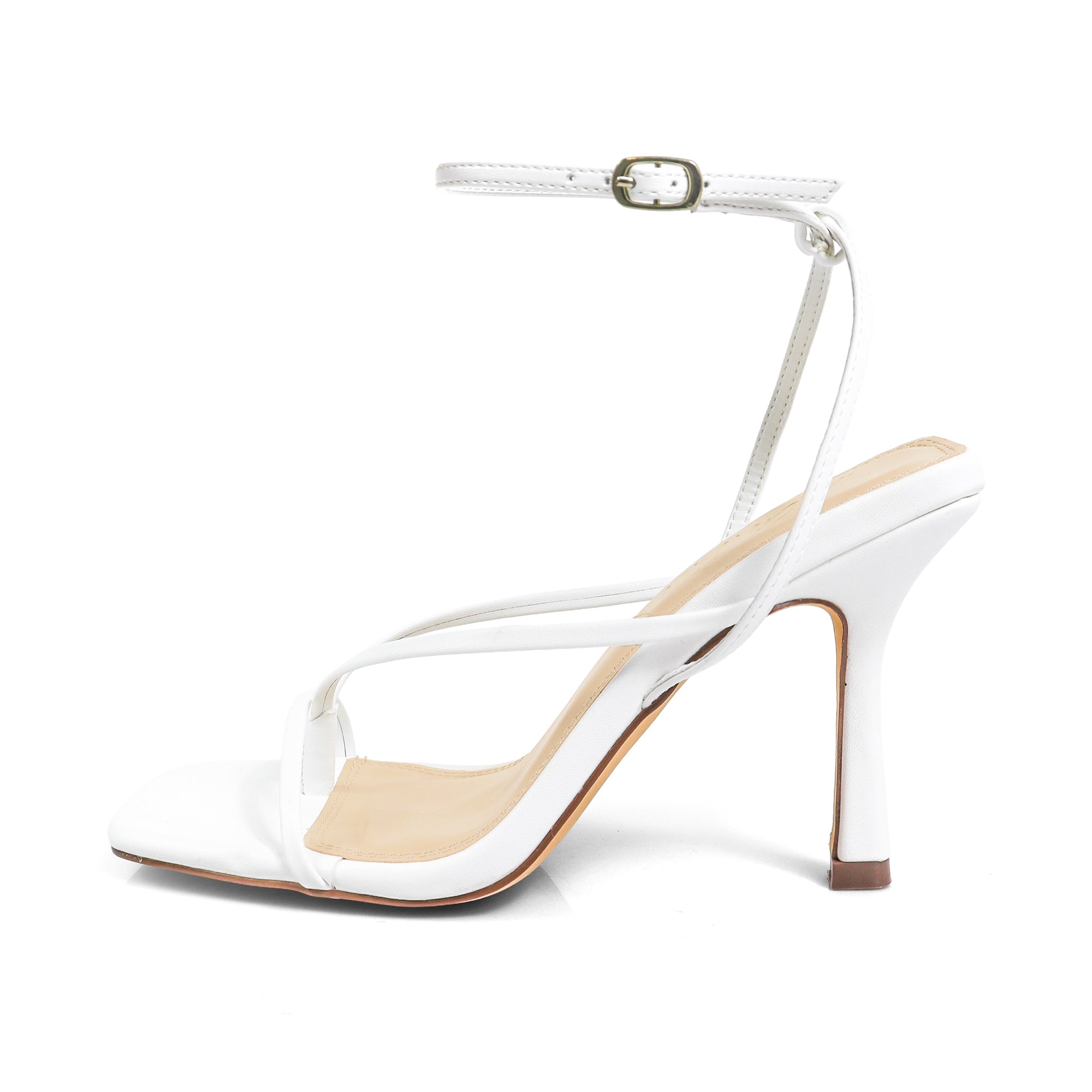 JULIE-1 SQUARED TOE ANCKLE STRAP W/ HEEL WHITE