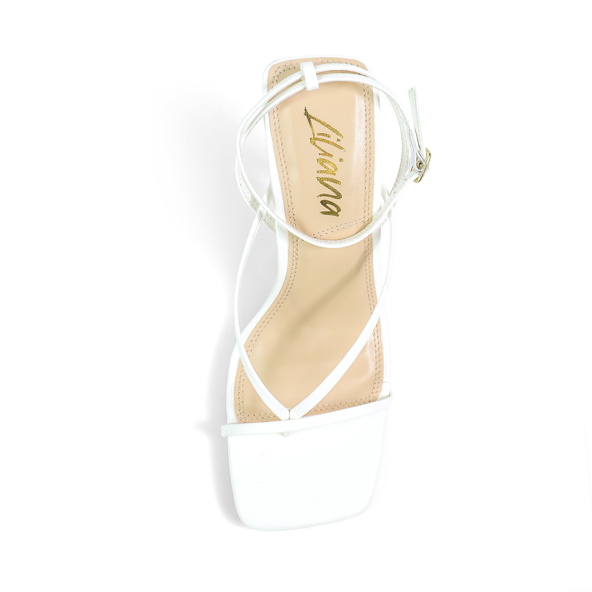 JULIE-1 SQUARED TOE ANCKLE STRAP W/ HEEL WHITE