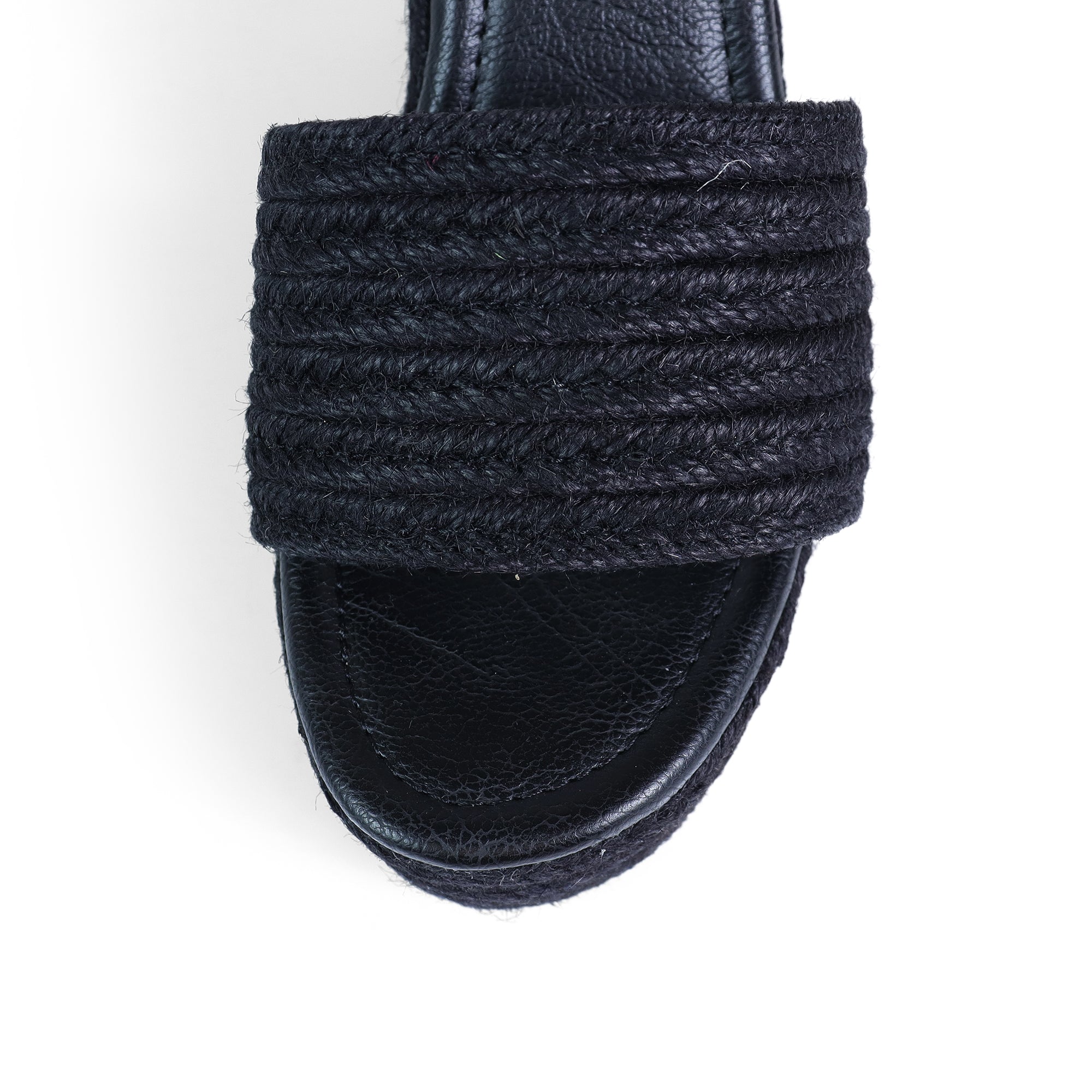 JULIET-1 ESPADRILLE MULE PLATFORM WEDGE SANDALS BLACK