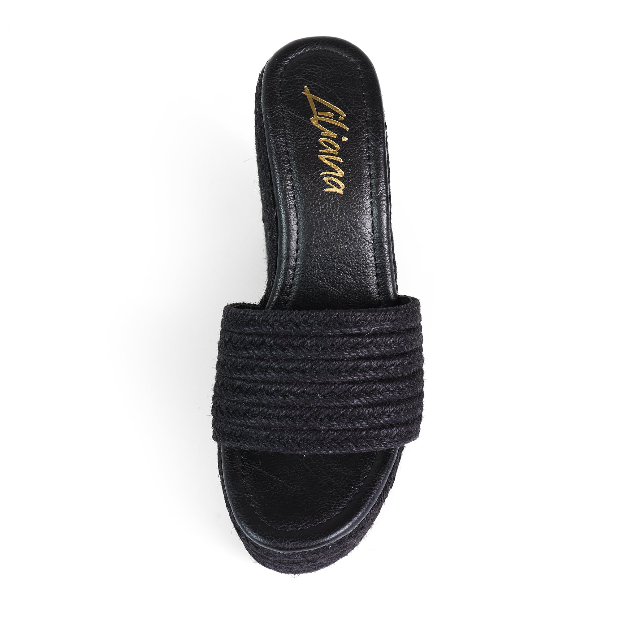 JULIET-1 ESPADRILLE MULE PLATFORM WEDGE SANDALS BLACK