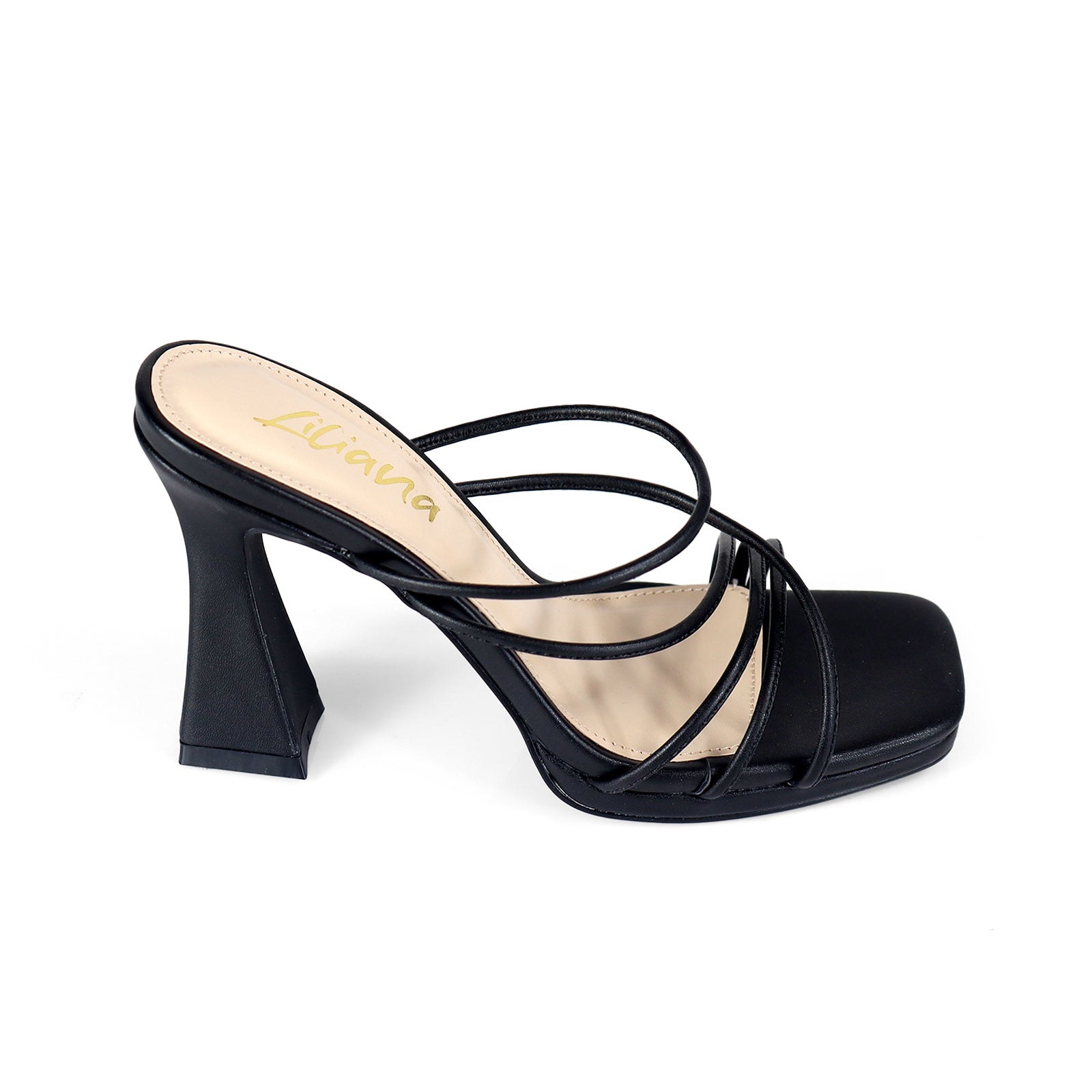 JUSTINE-1 STRAPPY SANDAL WITH SPOOL HEEL BLACK