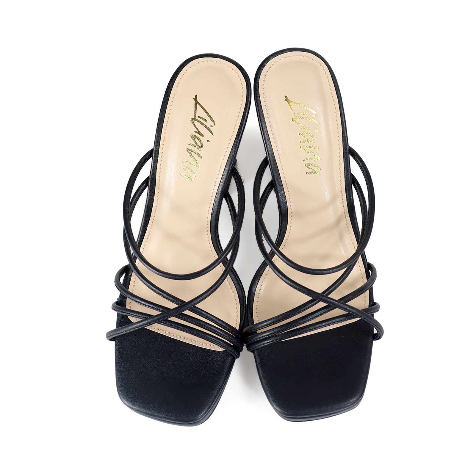 JUSTINE-1 STRAPPY SANDAL WITH SPOOL HEEL BLACK