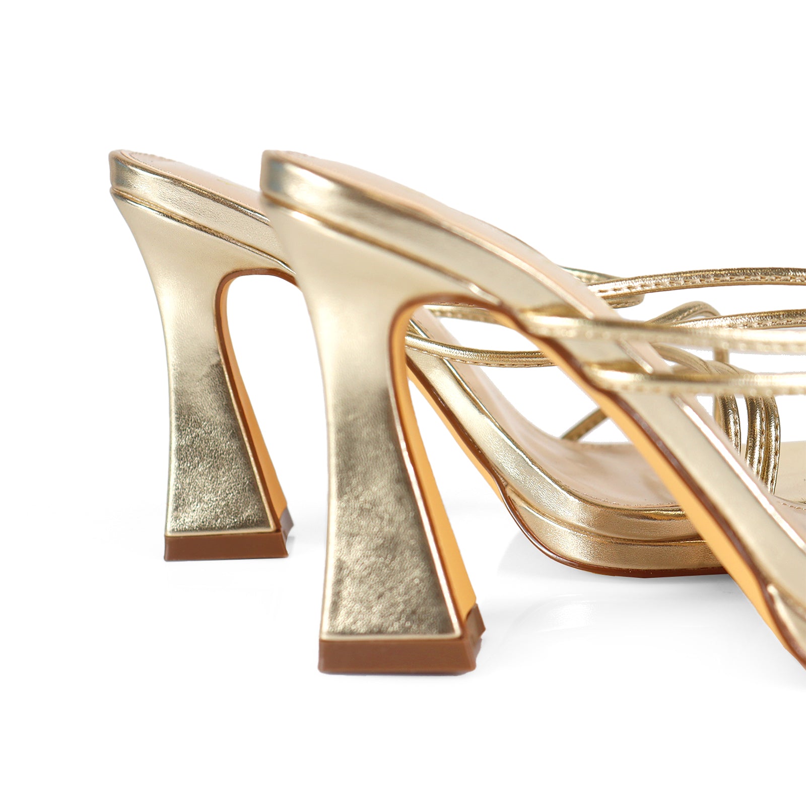 JUSTINE-1 STRAPPY SANDAL WITH SPOOL HEEL GOLD