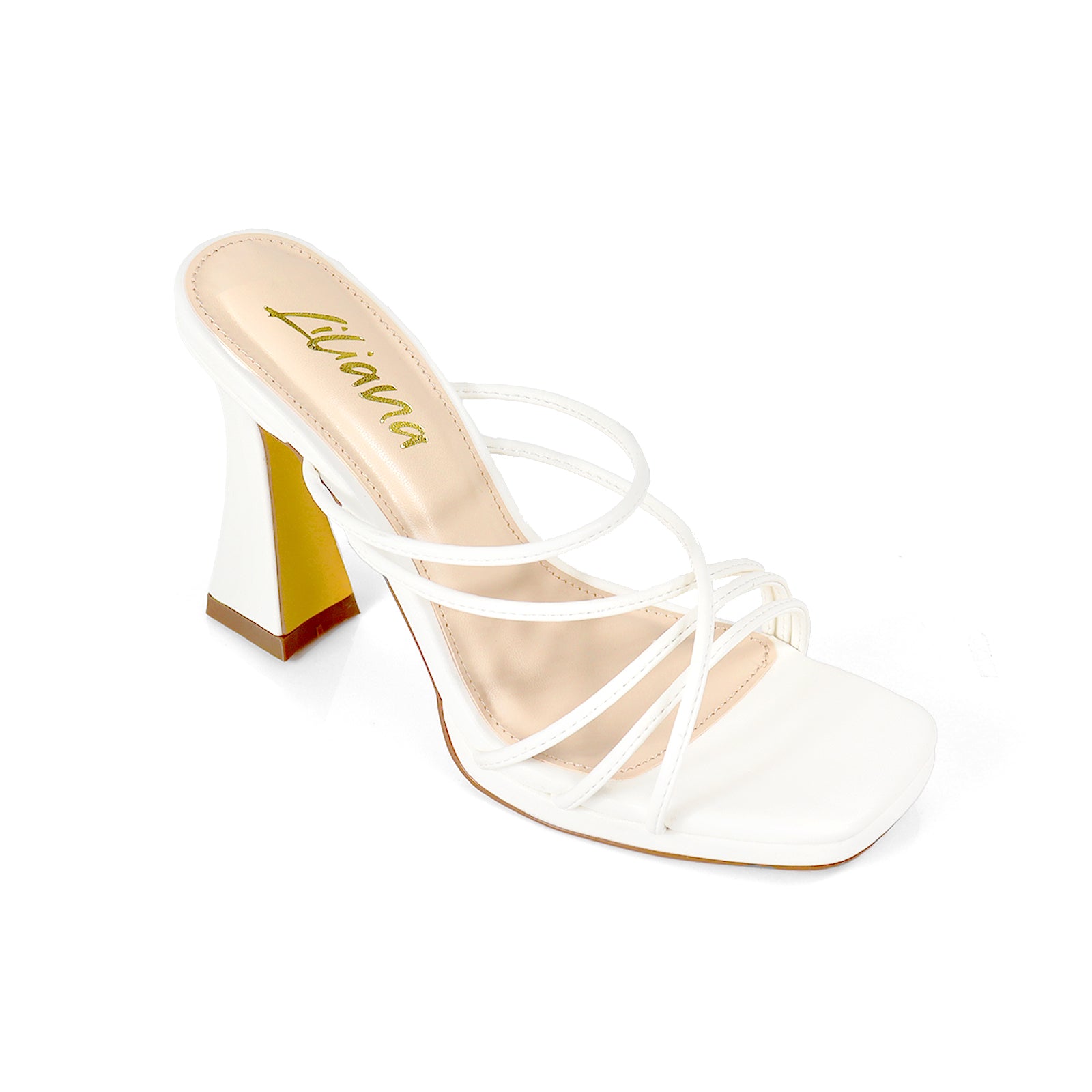 JUSTINE-1 STRAPPY SANDAL WITH SPOOL HEEL WHITE