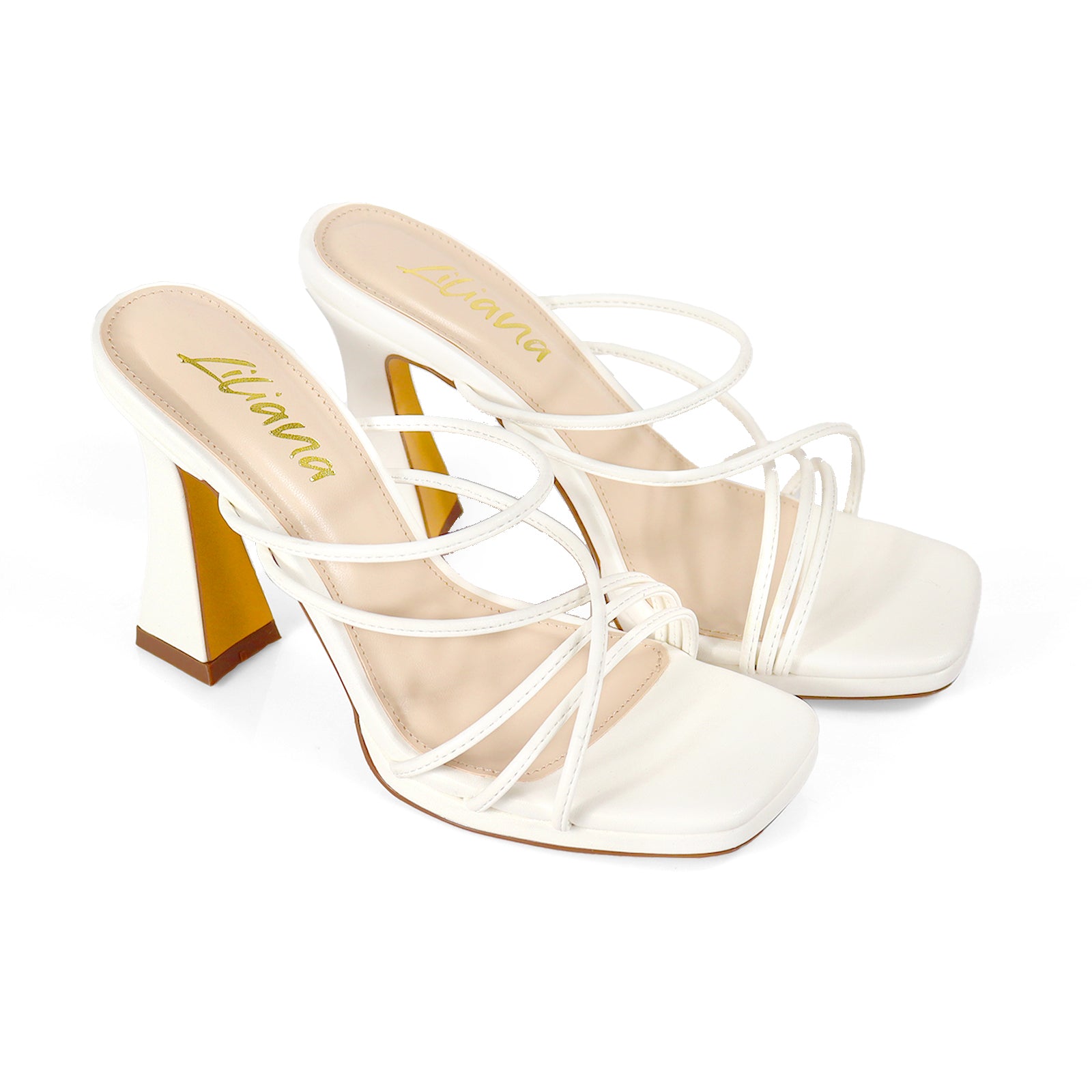 JUSTINE-1 STRAPPY SANDAL WITH SPOOL HEEL WHITE