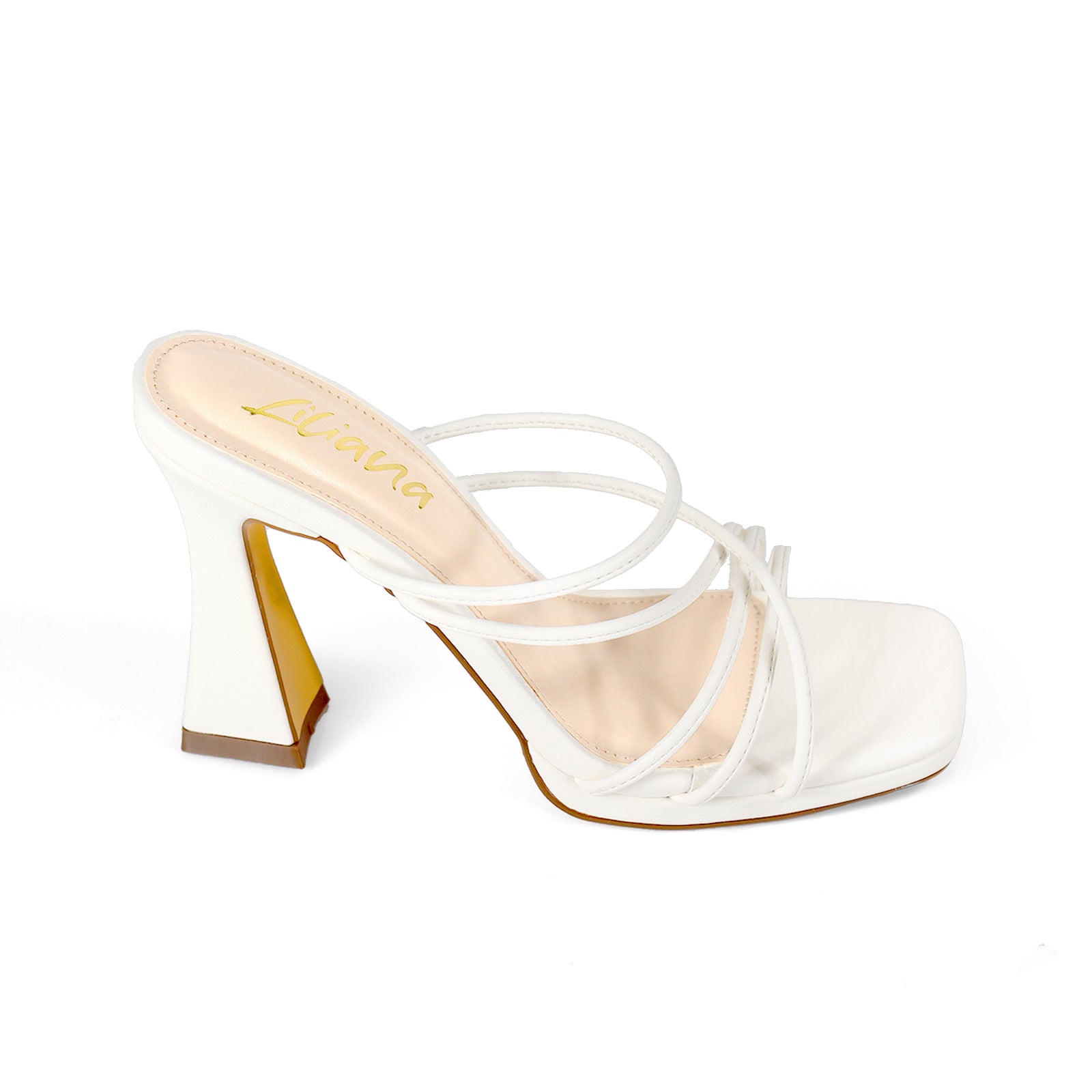 JUSTINE-1 STRAPPY SANDAL WITH SPOOL HEEL WHITE