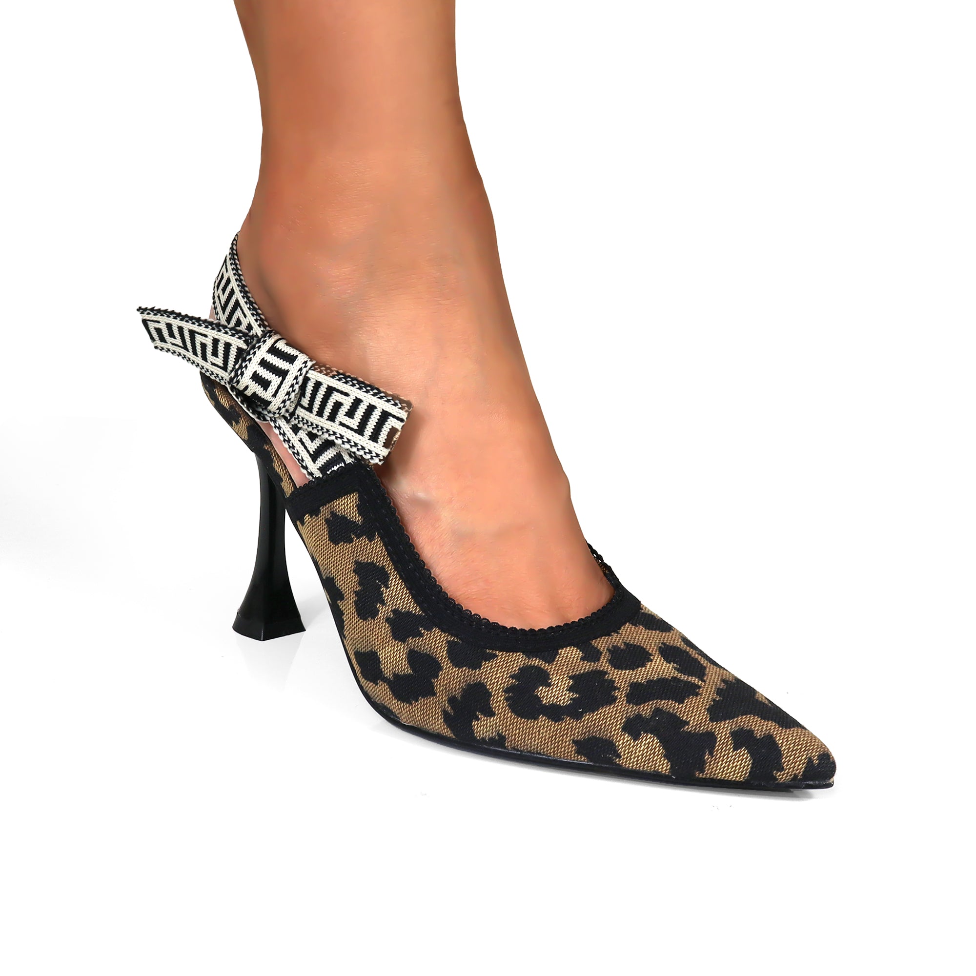 KELLY-1 POINTIED TOE PUMP W/SLINGBACK PUMP LEOPARD