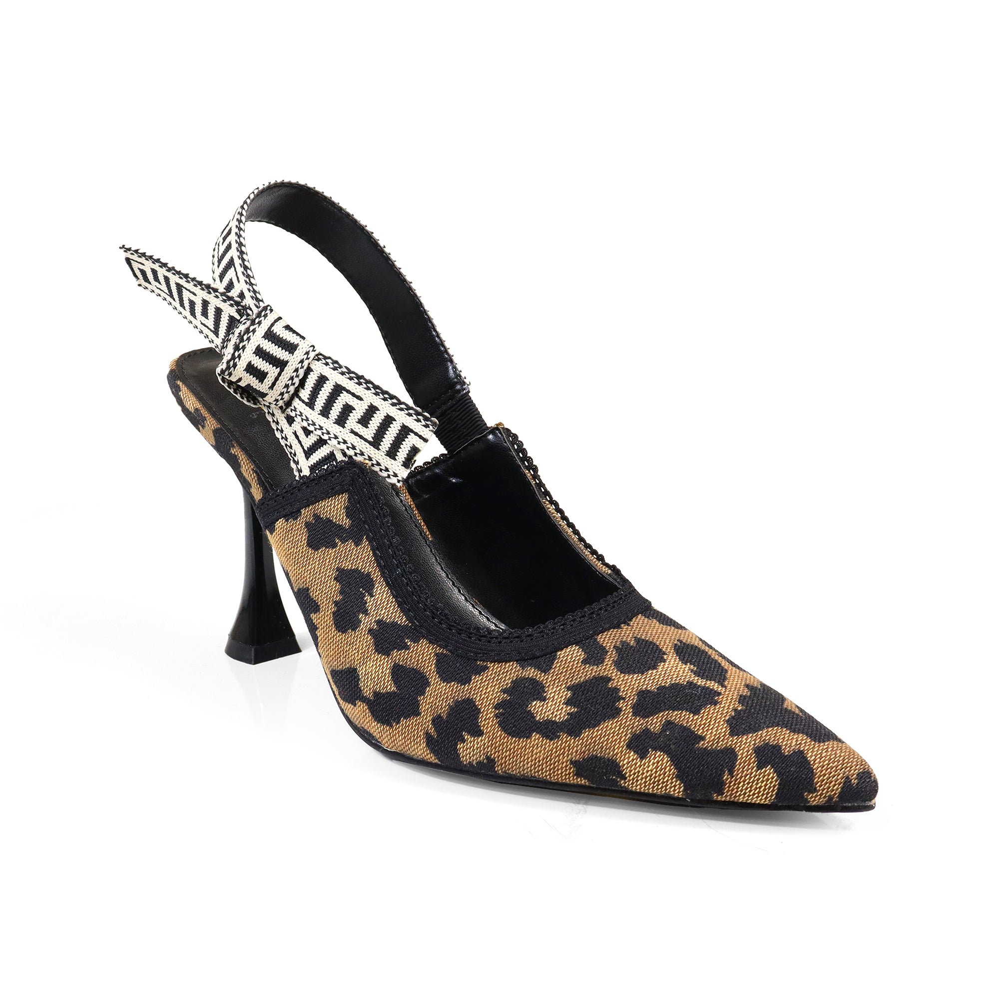 KELLY-1 POINTIED TOE PUMP W/SLINGBACK PUMP LEOPARD