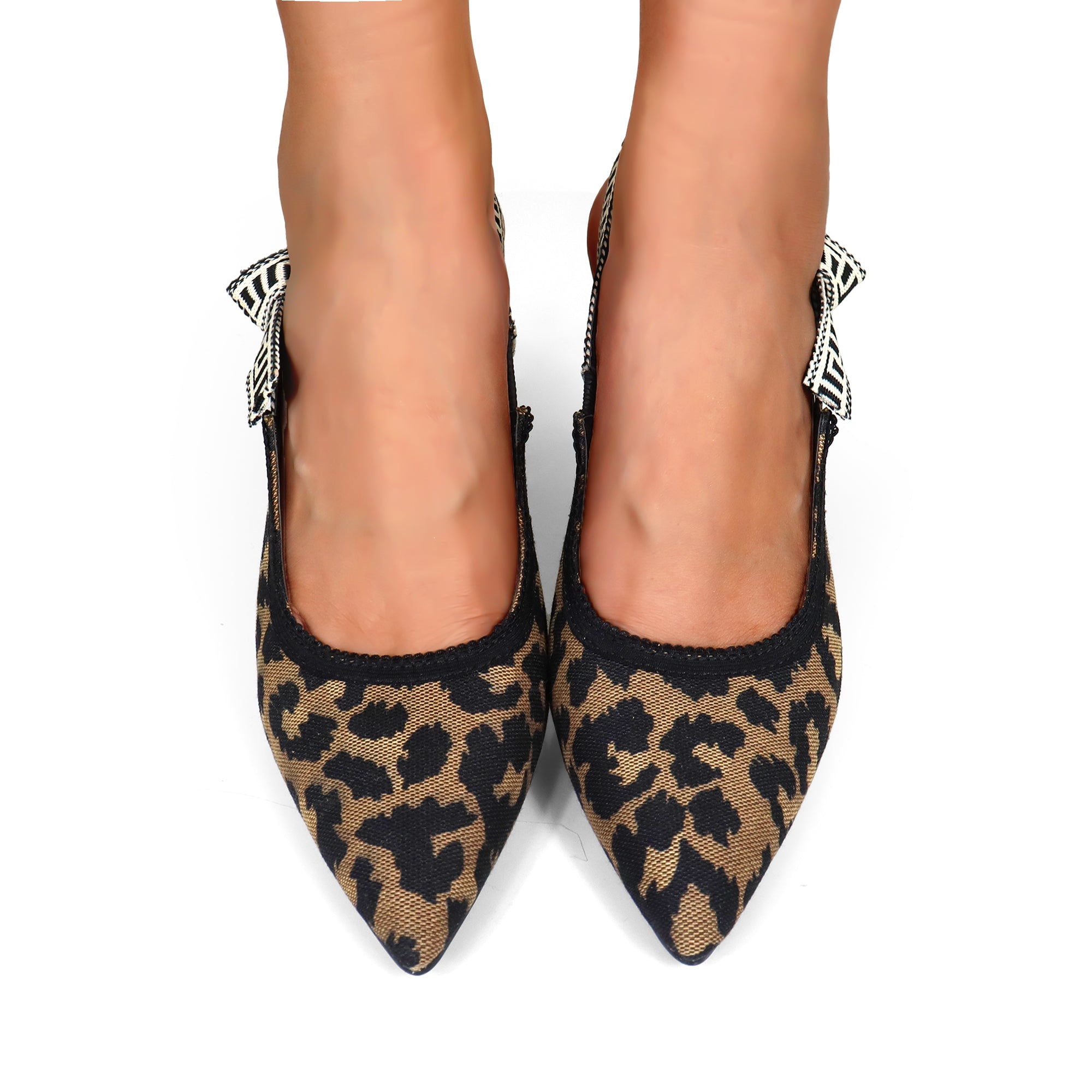 KELLY-1 POINTIED TOE PUMP W/SLINGBACK PUMP LEOPARD