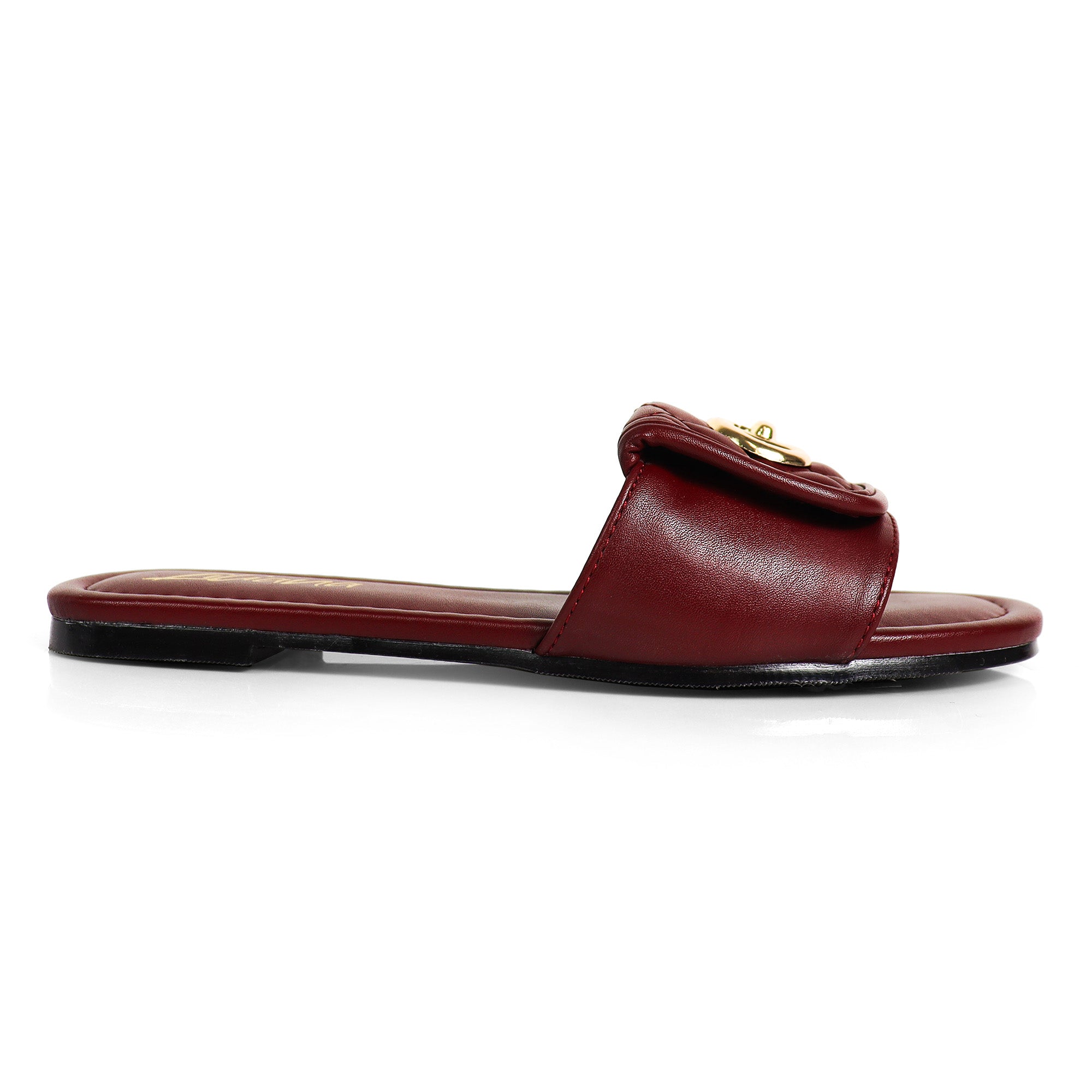 KENDRY-1 QUILTED FLAP TURNLOCK SANDAL BURGUNDY