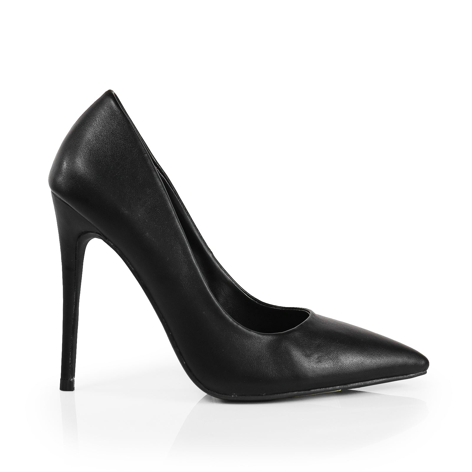 KIMYE-6 POINTED TOE PLAIN PUMP BLACK PU