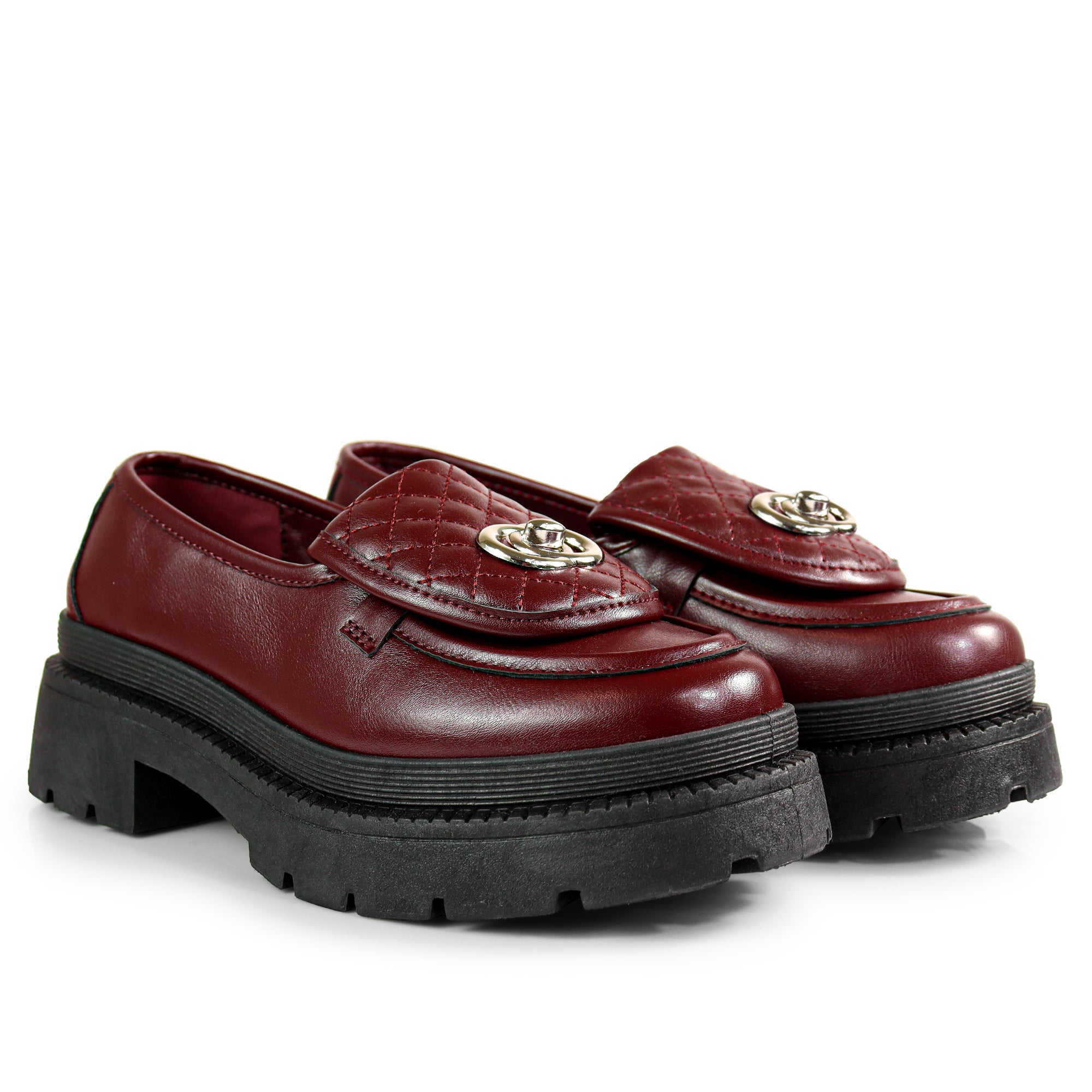 KORA-1 QUILTED FLAP TURNLOCK LOAFER BURGUNDY