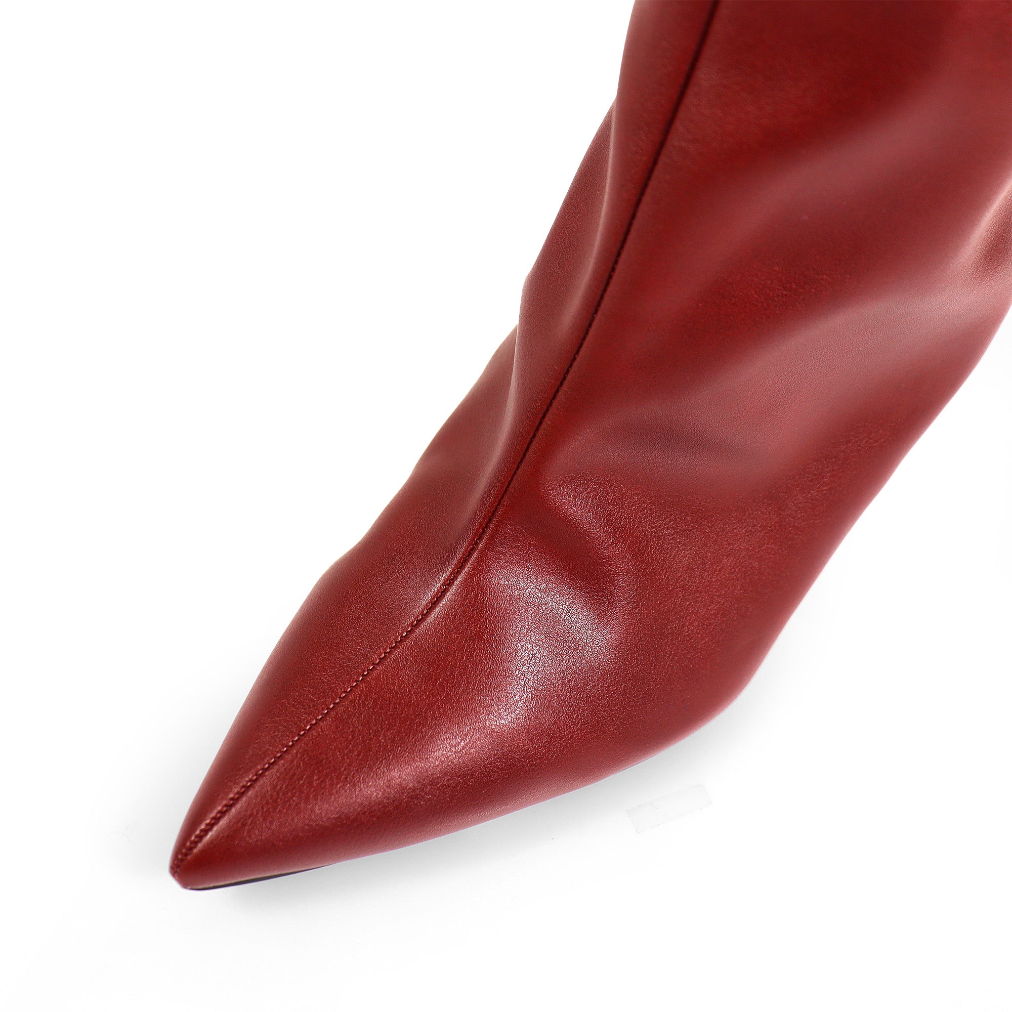 KRYSIA-1 POINTY TOE SCULPT KNEE HIGH BOOTS W/ STILETTO BURGUNDY