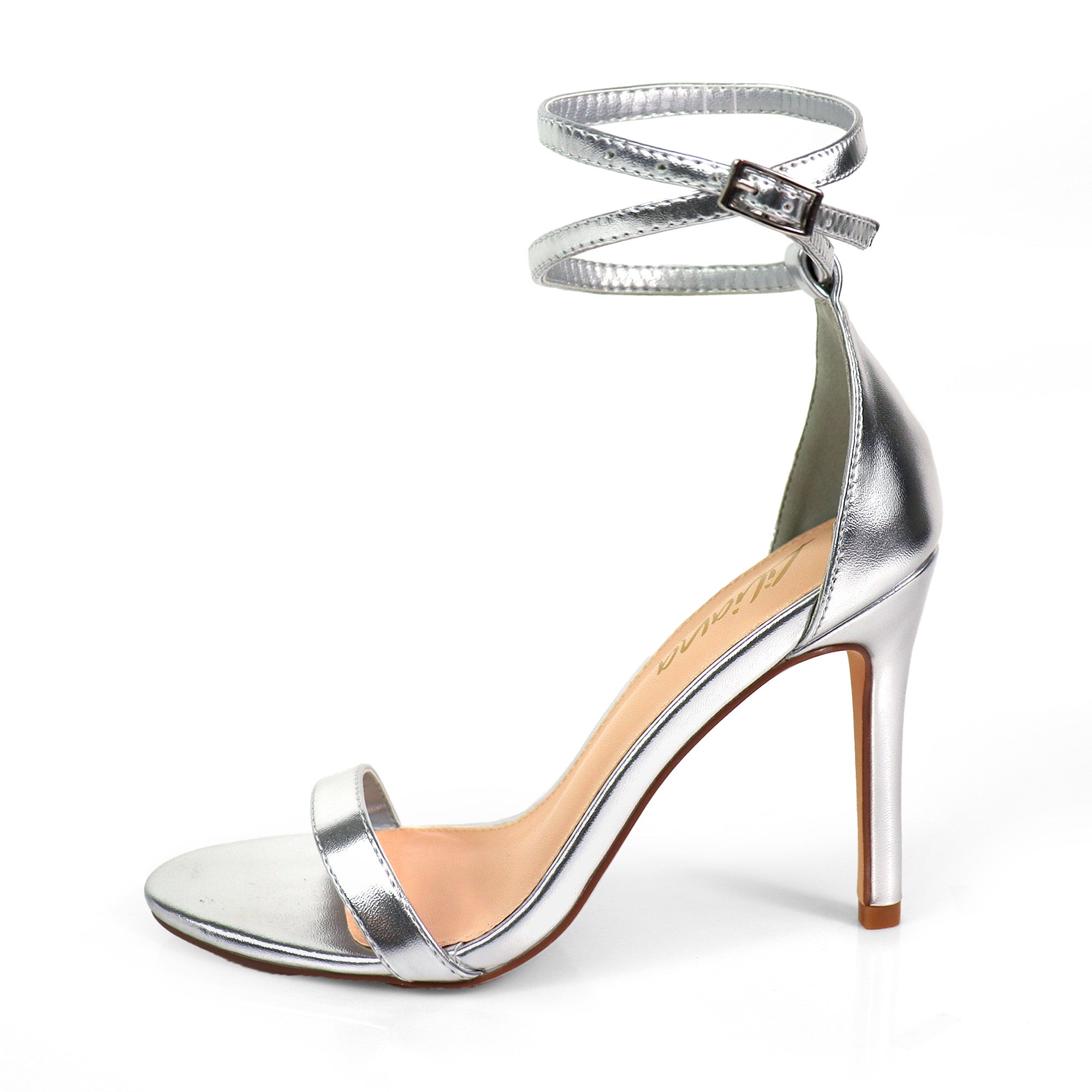 KYLIAN-1 DOUBLE ANKLE STRAP W/ HEEL SILV