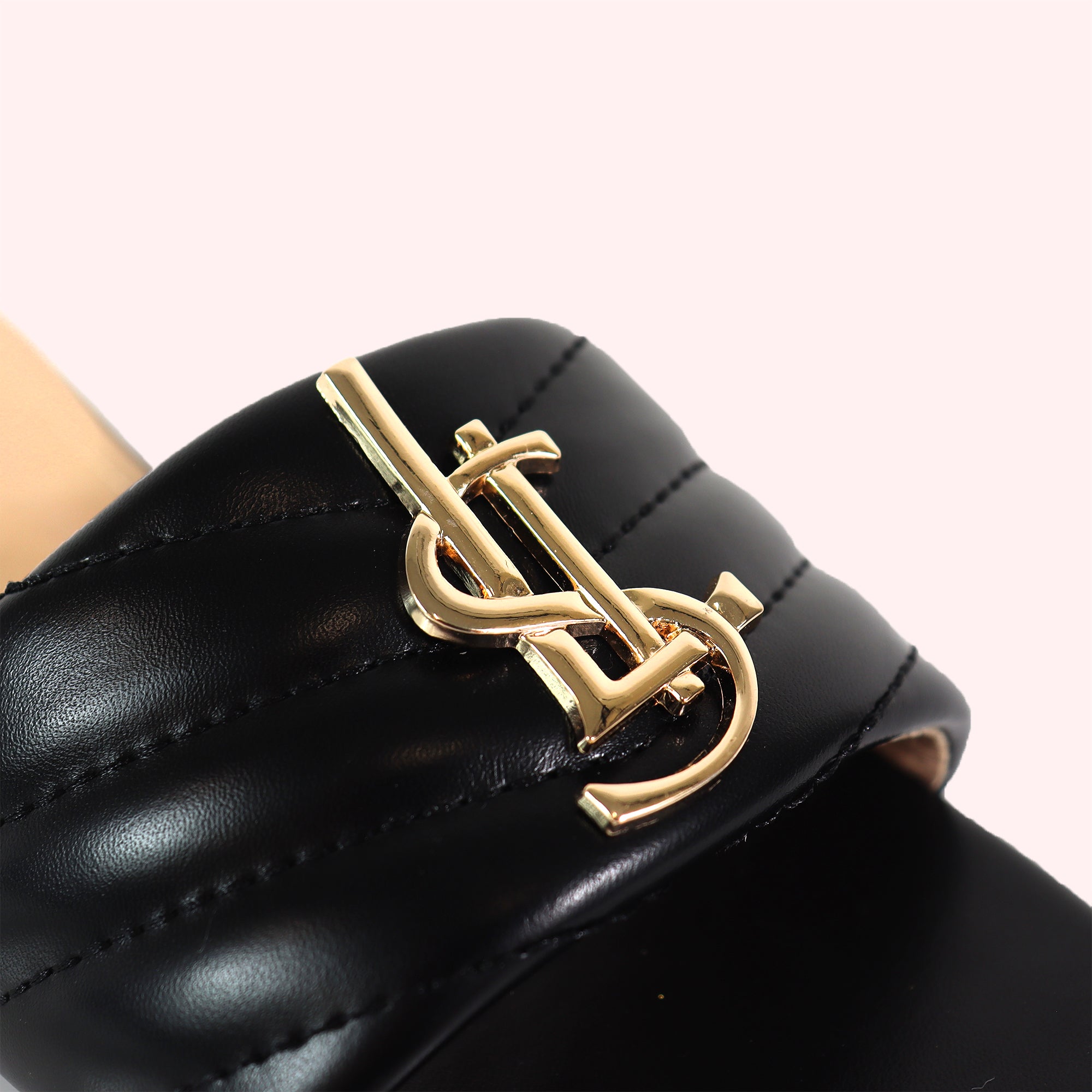 KYRA-5 QUILTED BUCKLED SLIDE BLACK