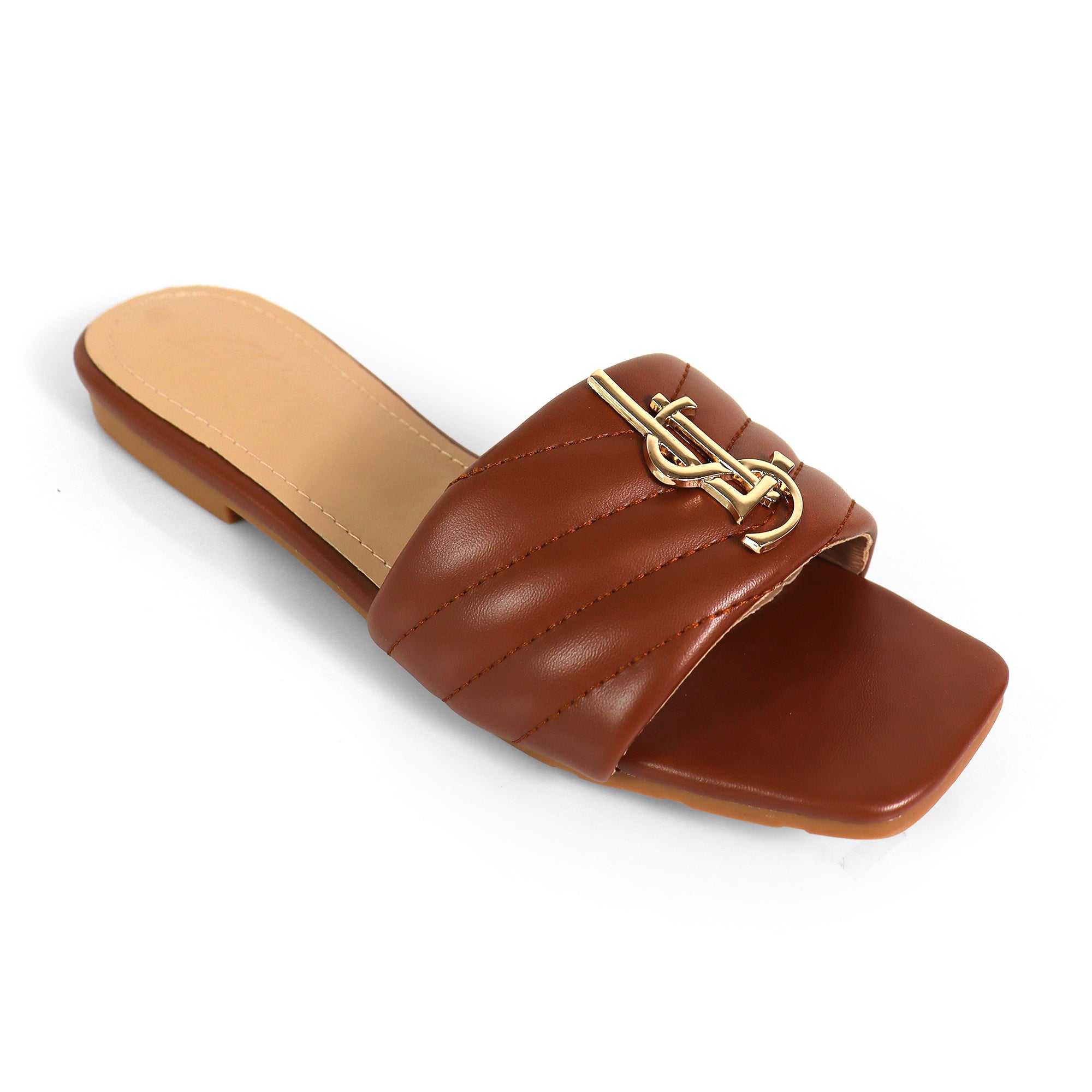 KYRA-5 QUILTED BUCKLED SLIDE MOCHA