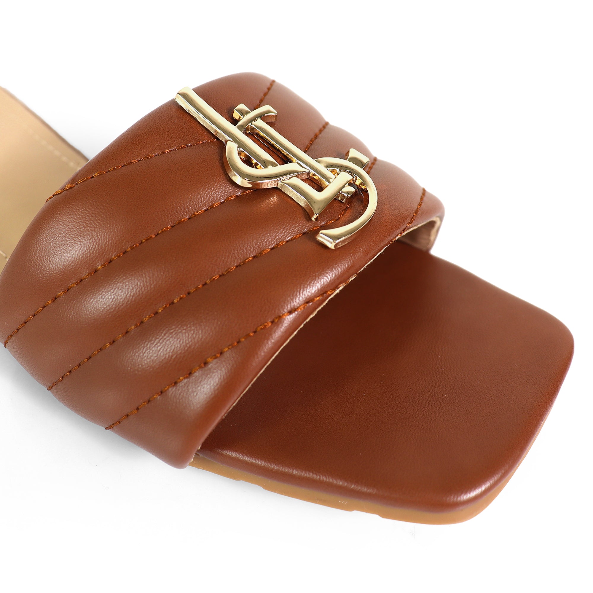 KYRA-5 QUILTED BUCKLED SLIDE MOCHA
